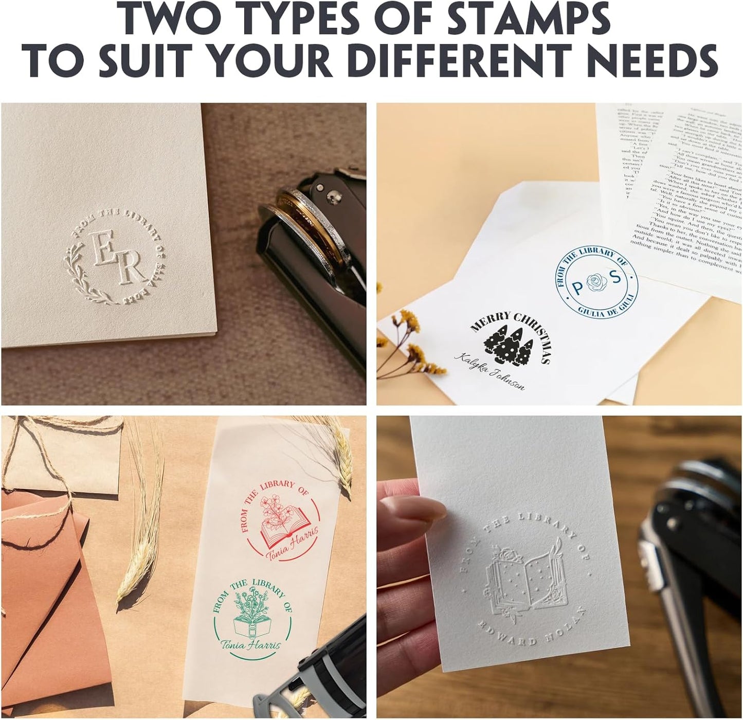 HDSD Custom Embosser - Personalized Book Embosser with Your Message or Design -Suitable for Wedding Invitations, Envelopes & Books (Christmas Patterns)