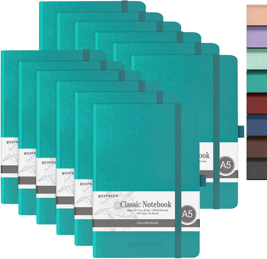 Hardcover Lined Bullet Dotted Journal Notebook, A5 140 192 Pages 100 120Gsm Paper College ruled for School,Work,Travel,and Daily Planning，5.7''*8.3'' (12, Turquoise, A5 Lined)