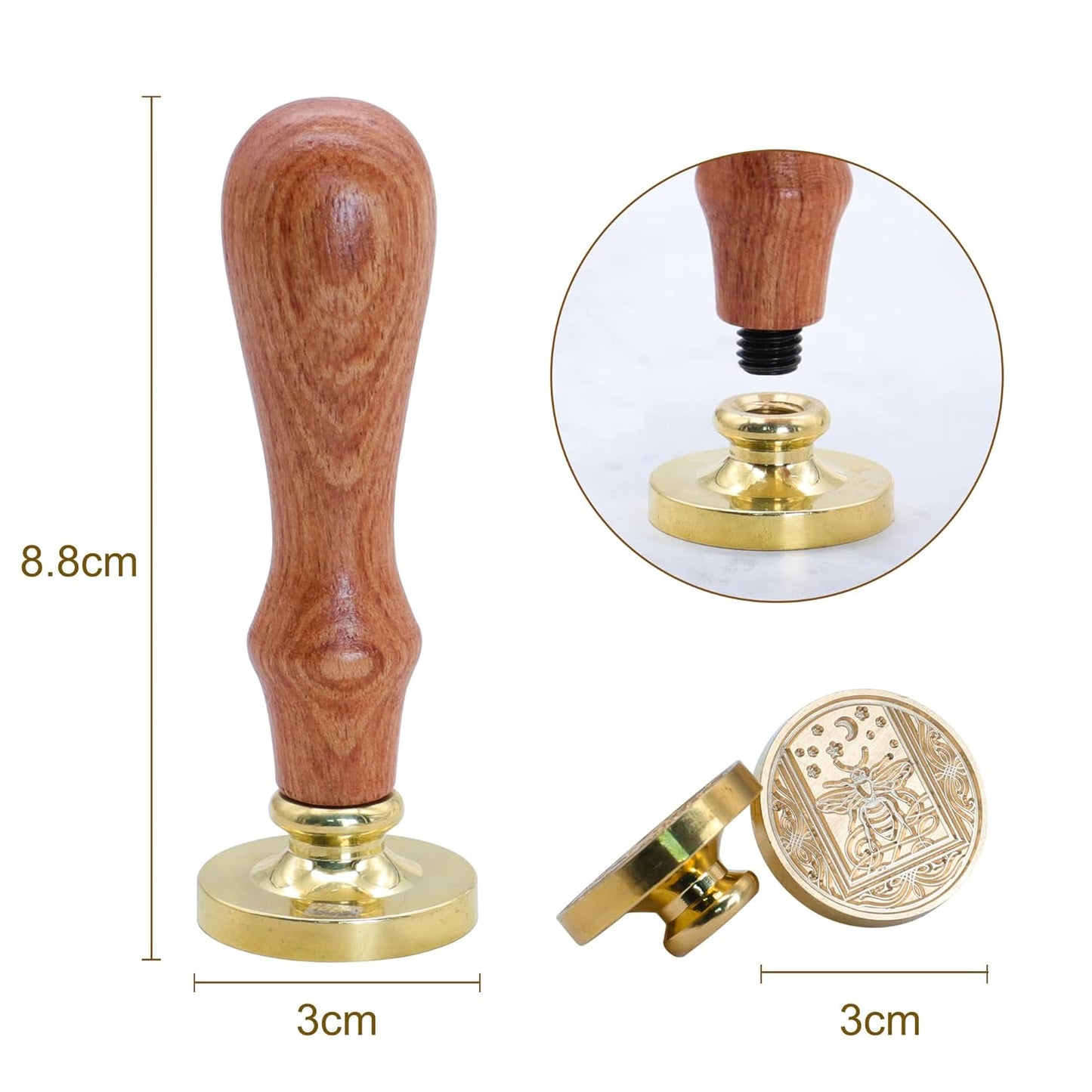 SWANGSA Wax Seal Stamp Set, Vintage 6 Pieces Sealing Wax Stamp Heads and 1 Wooden Handle for Wedding Party Invitations, Letters, Envelopes, Christmas (Starry Animals Set)