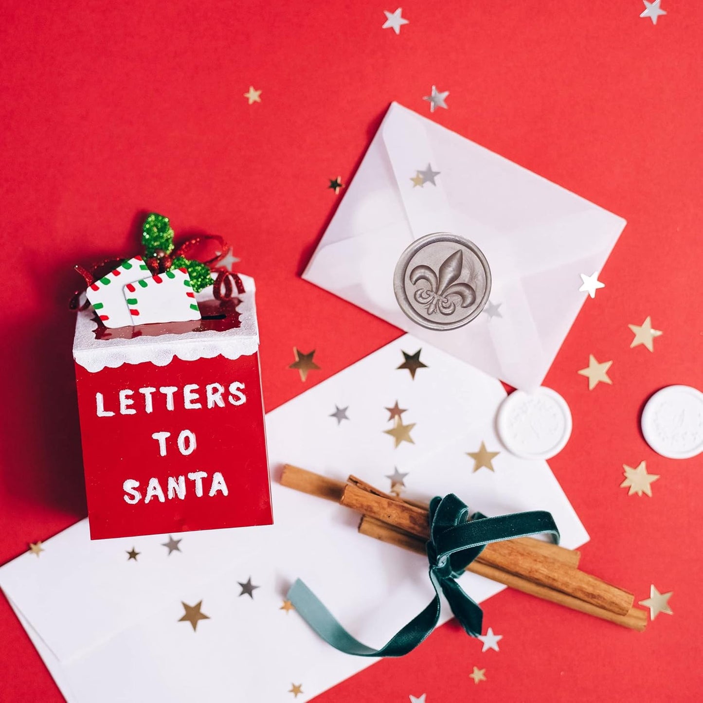 SWANGSA 3D Wax Seal Stamp Fleur De Lis, Vintage Flower Electroplated Bronze Handle Sealing Stamp for Wedding Party Invitations Gift Idea Decoration