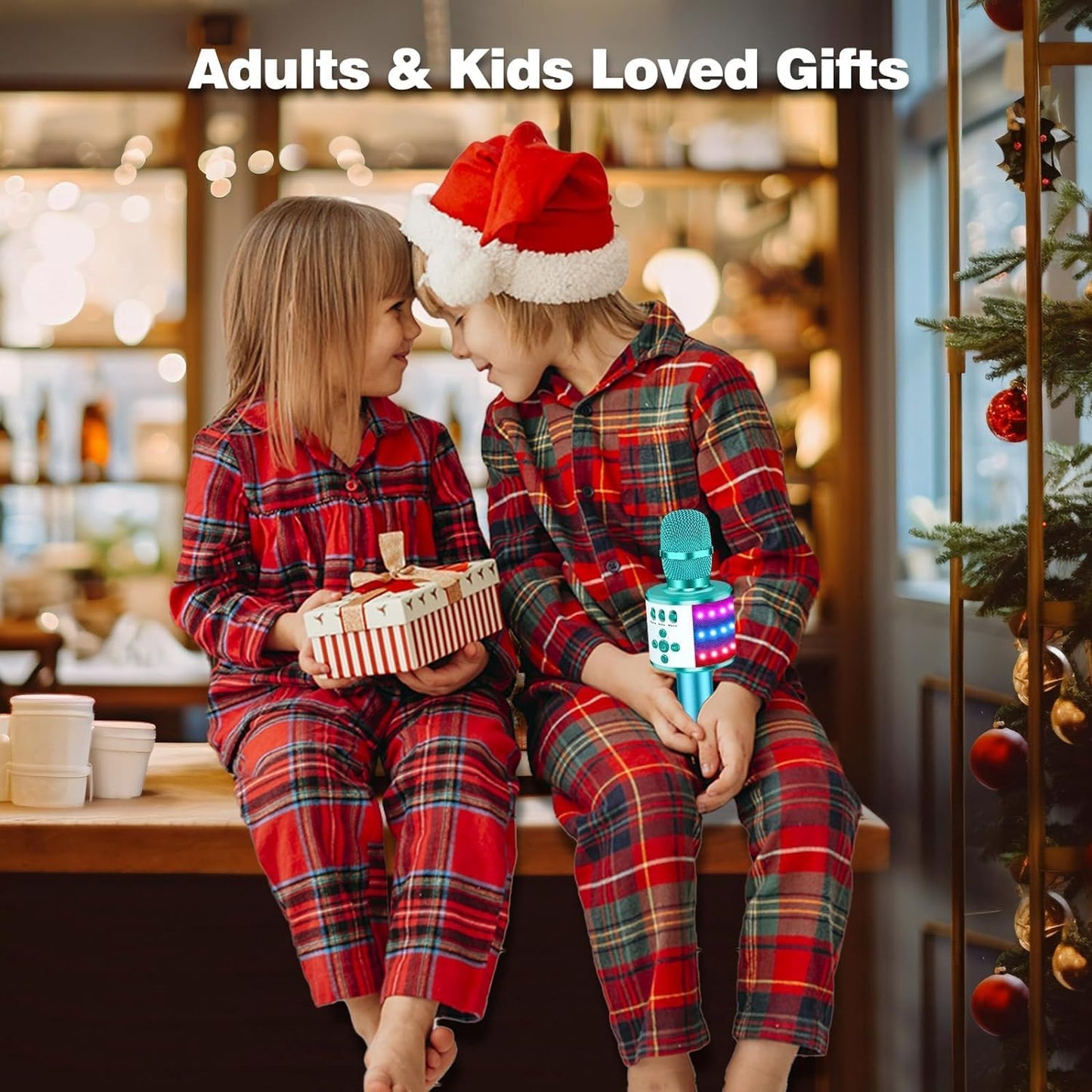 BONAOK Karaoke Microphone for Kids & Adults - Bluetooth Microphones Singing Mic with Disco Lights, Echo Effect, Built-in Speaker Portable Karaoke Player for Party Travel Gifts Q78(Ice Blue)