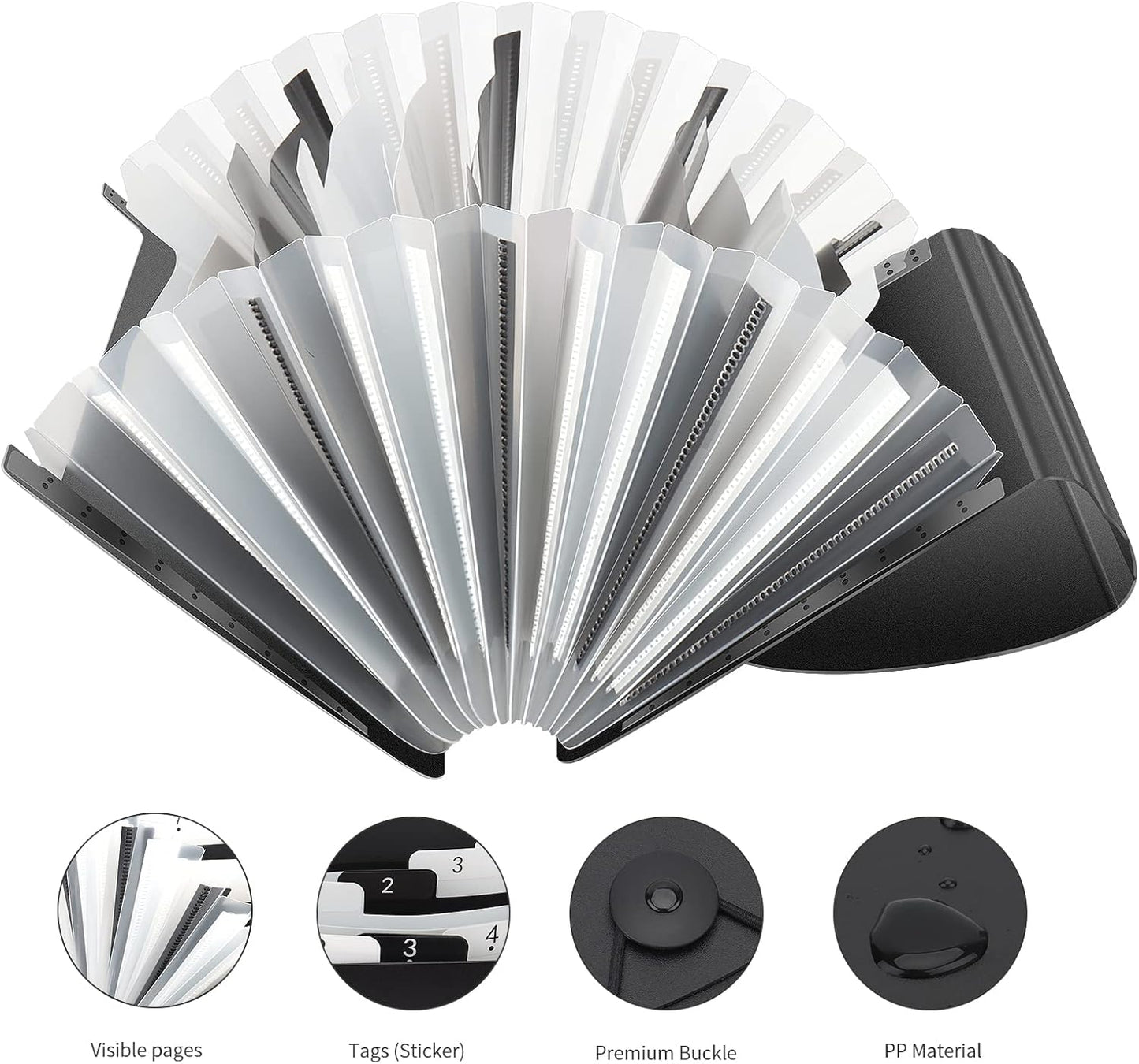 Uquelic Stand Receipt File Folder Check Organizer- Piano Key 13 Pockets Expanding Accordion Coupons Storage with Label, in Case I Go Missing Binder