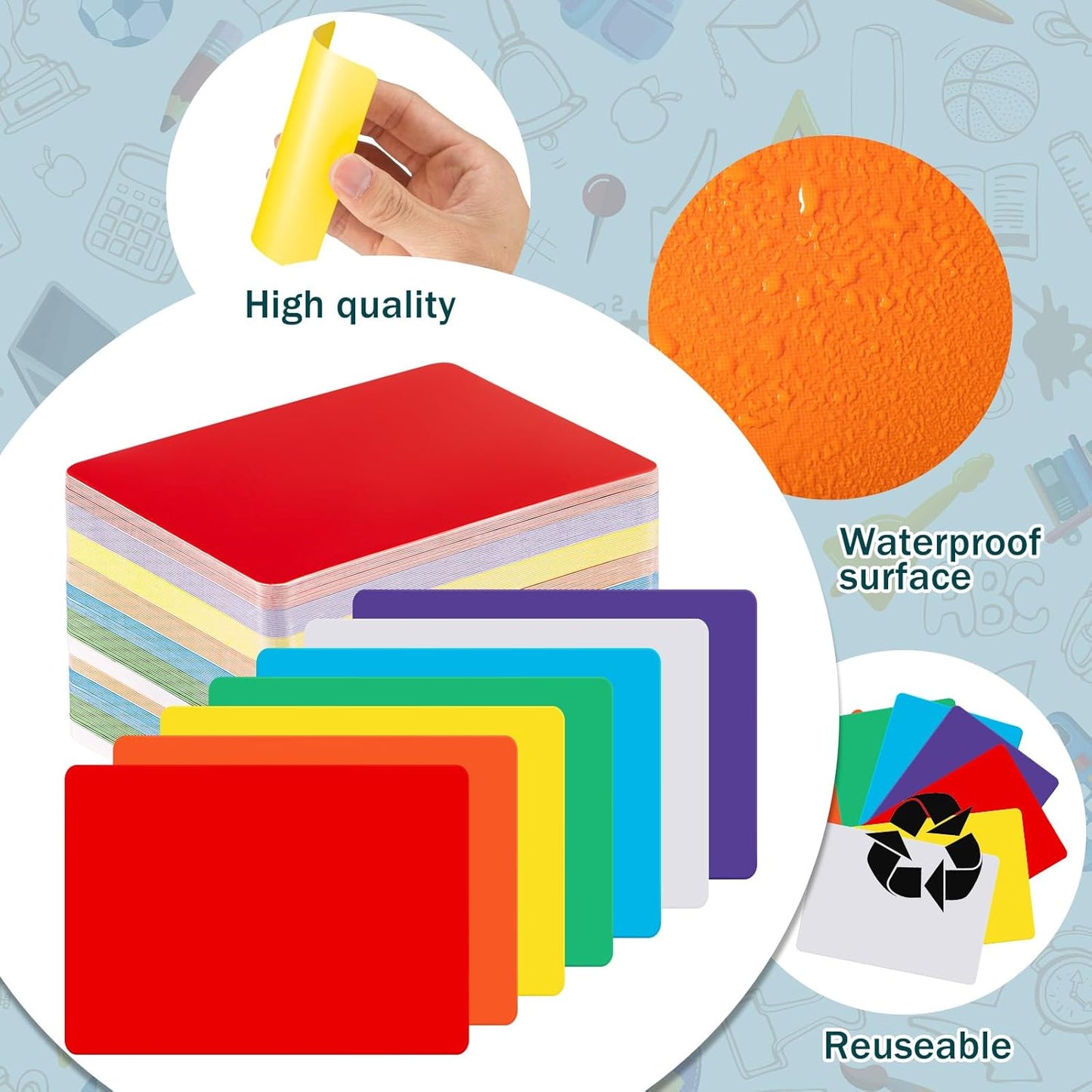 Harloon 100 Pcs Dry Erase Index Cards 2.5 x 3.5 Inch Laminated Reusable Dry Erase Note Cards Sheets for Office to Do List (Colorful)