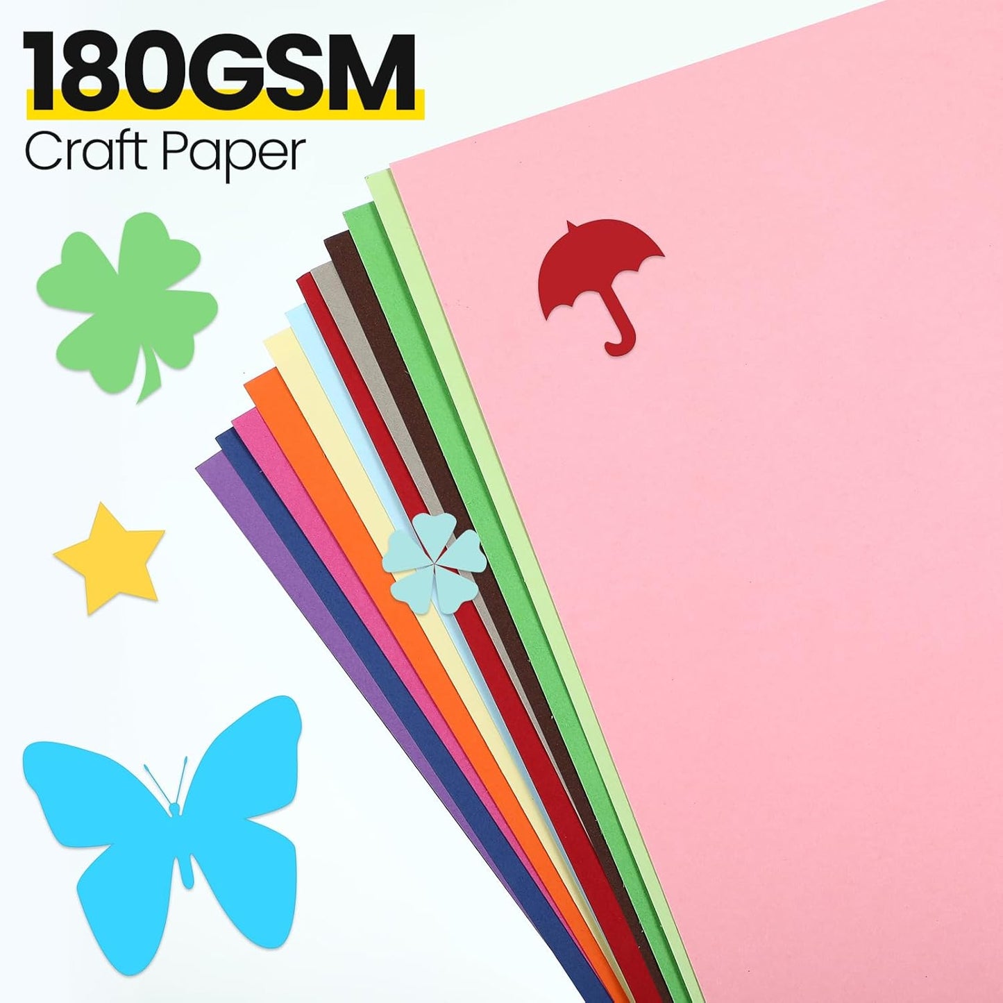 Harloon 500 Sheets Construction Paper Bulk Heavyweight A4 Size Thick Construction Paper Cardstock for DIY Craft Supplies(180 Gsm,Multi Colors)