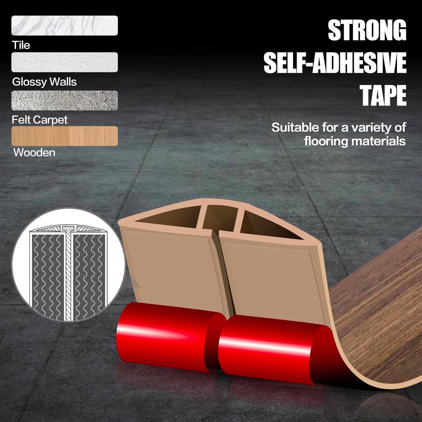 Floor Cord Cover Cable Cavity Self Adhesive Cord Hider Floor 10FT Floor Cable Management Power Cord Protector Floor Electric Cord Covers for Offices, Gym, Exhibitions (Misty Brown Wood, 1.18" x 20')