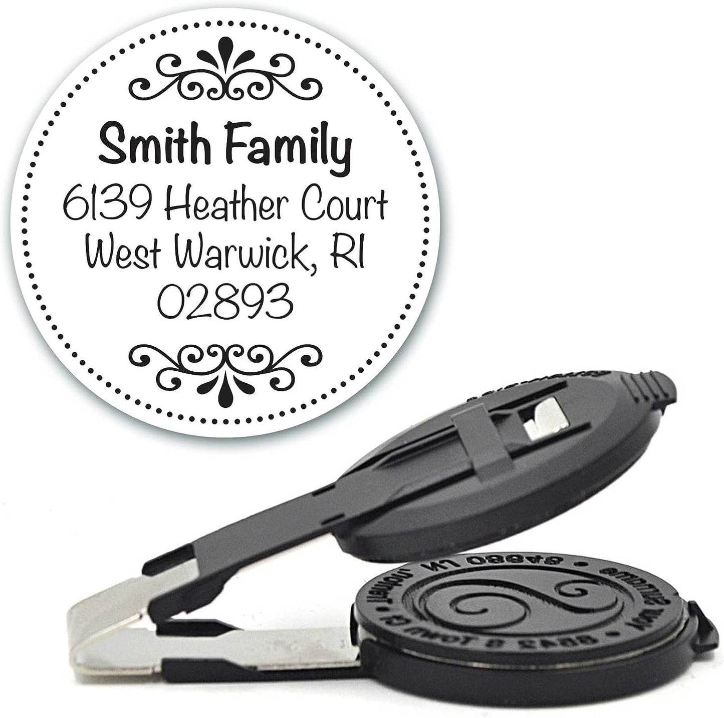 Custom Monogram Address Embosser - Personalized Round Seal - Insert Only - Style EM027