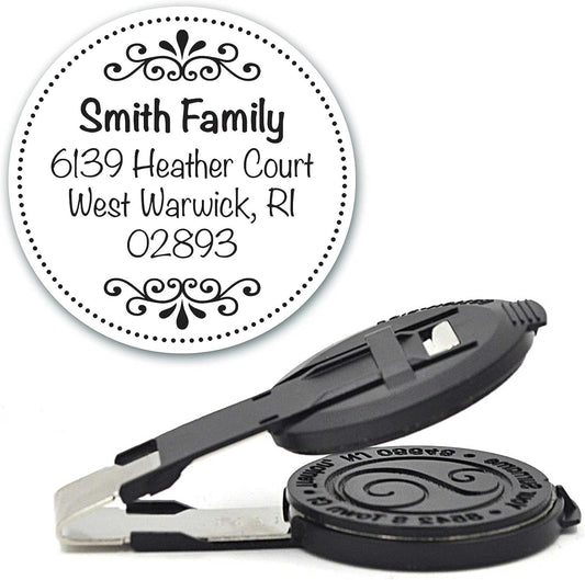 Custom Monogram Address Embosser - Personalized Round Seal - Insert Only - Style EM027