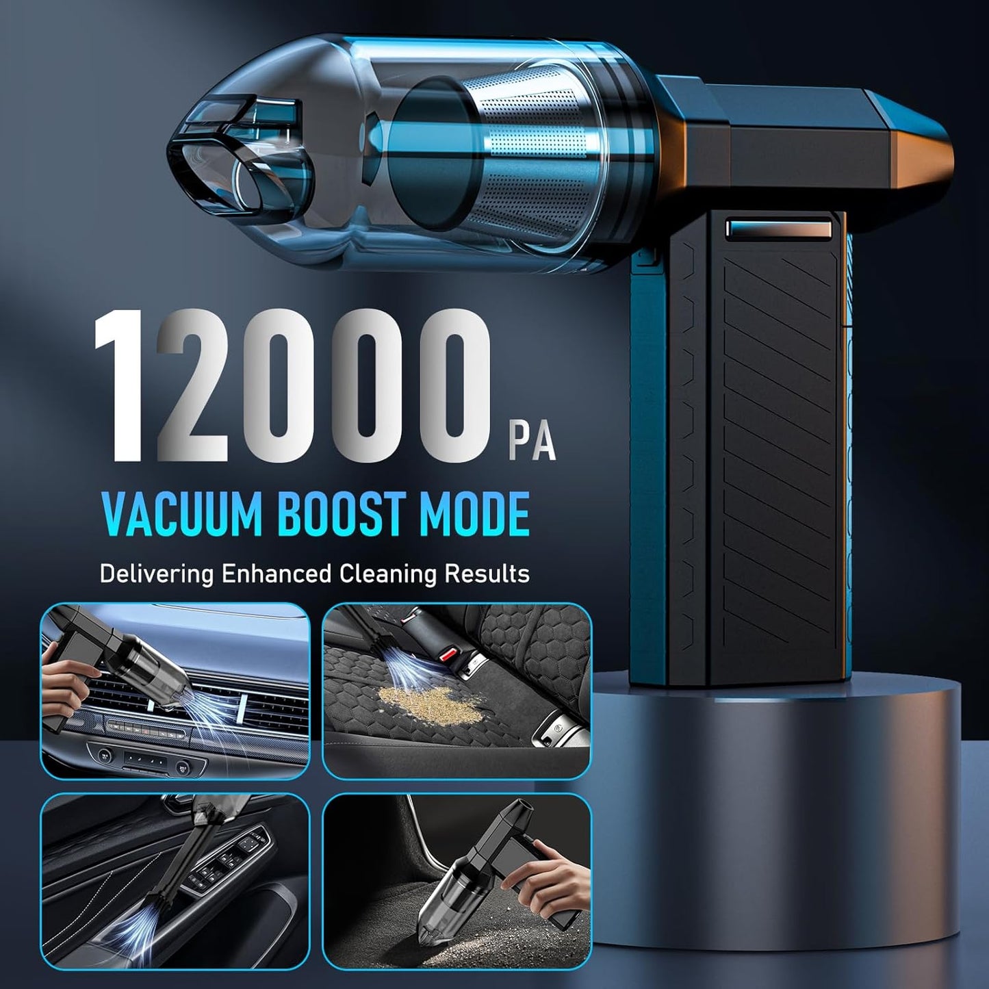 Electric Air Duster - Vacuum 2 in 1 & Cordless 6000mAh Mini Turbo Fan Blower, Keyboard Computer Car Cleaner, Replaces Compressed Air Can, Black(300000RPM)