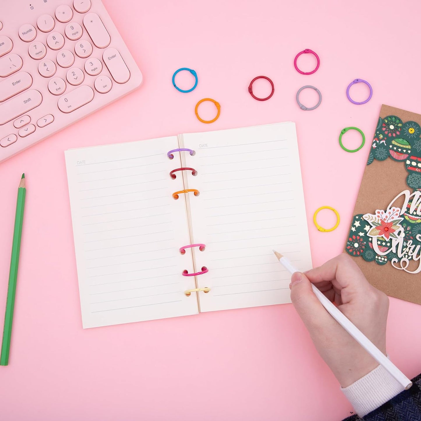 1 Inch (50 Pack) Metallic Loose Leaf Binder Rings for Flashcards, Index Cards, Keychains, Colorful Small Metal Steel Book Ring Clips for Keyrings, Office, School, Home - 10 Colors