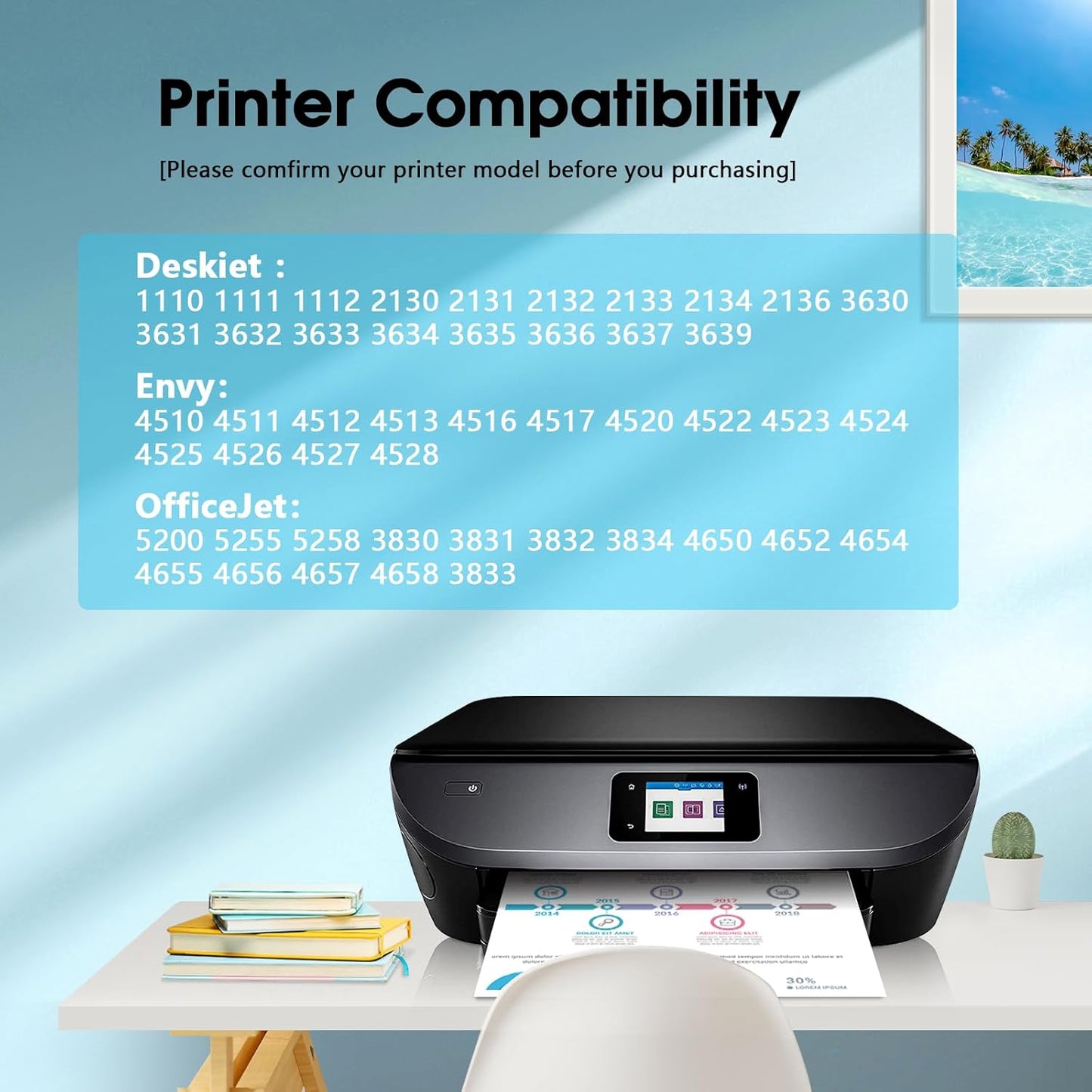 63XL Ink Cartridge Combo Pack Compatible for HP Ink 63 XL Works with HP DeskJet 1112 2100 3600 Series, Envy 4500 Series, OfficeJet 3800 4600 5200 Series (Black, Tri-Color)