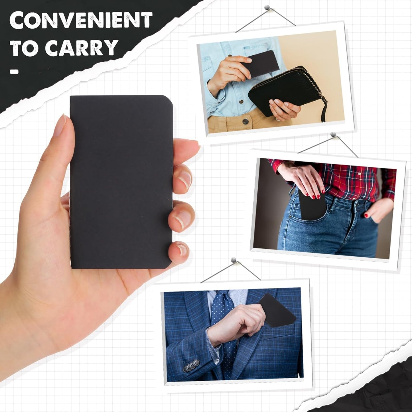 Harloon 100 Pcs Mini Notebooks Bulk Small Pocket Notepads Blank Lined Wallet Memos Journals for Students Employee Traveler Classroom Office Supplies, 4 x 2.5 Inches(Black)