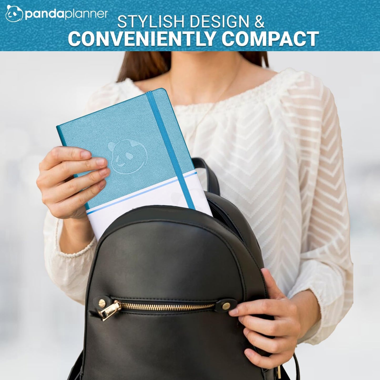 Panda Planner 2025-2026 – Classic Academic Daily, Weekly & Monthly Undated Planner, Agenda & Calendar Notebook – Productivity & Goals – Cyan Blue