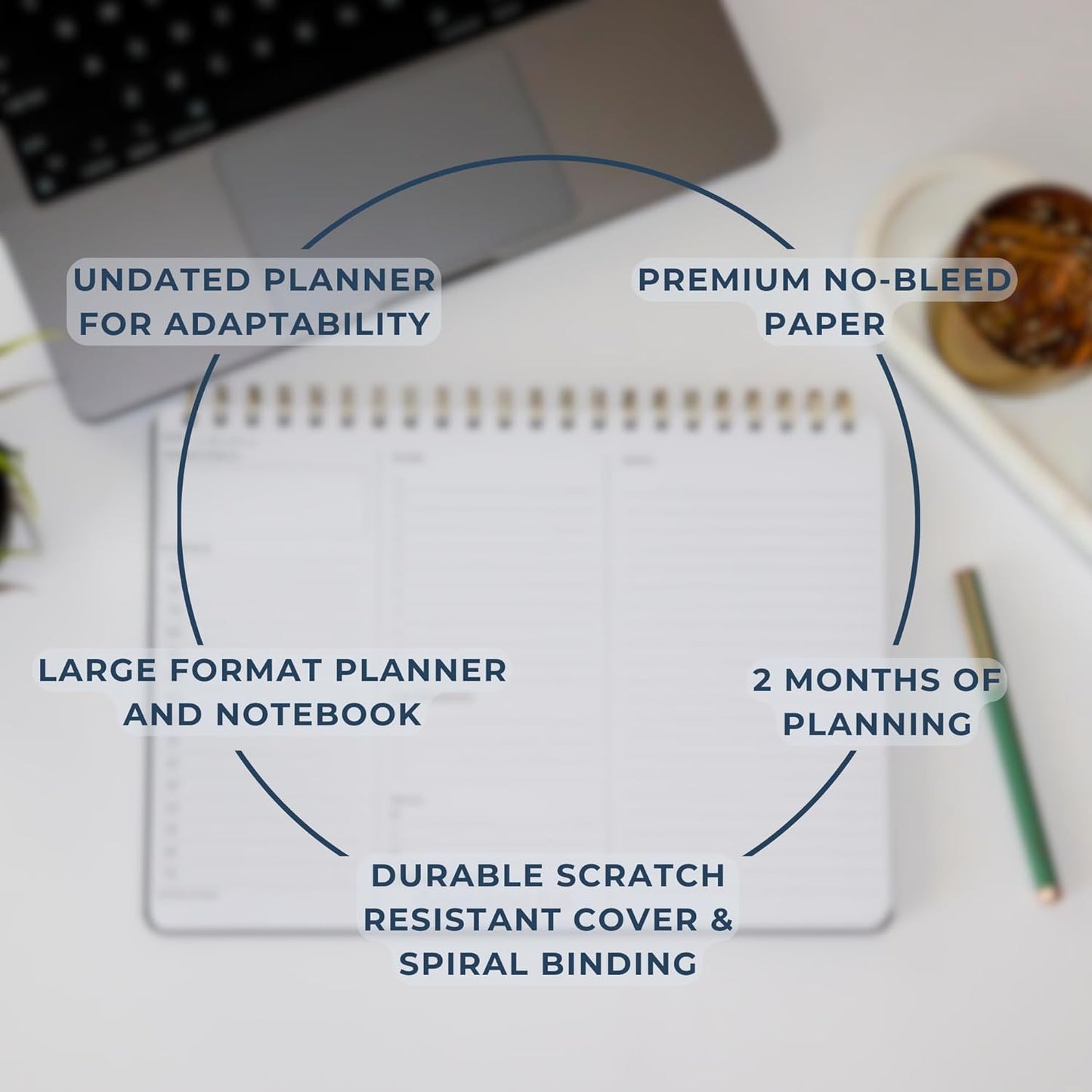 | Durable & Sleek | Undated Daily and Weekly Planner | 8.25" x 11.75" | To Do List Notebook for Work | Simple Design | Multiple Layouts | Planner and Notebook in One (Rust, Daily Planner - Landscape)