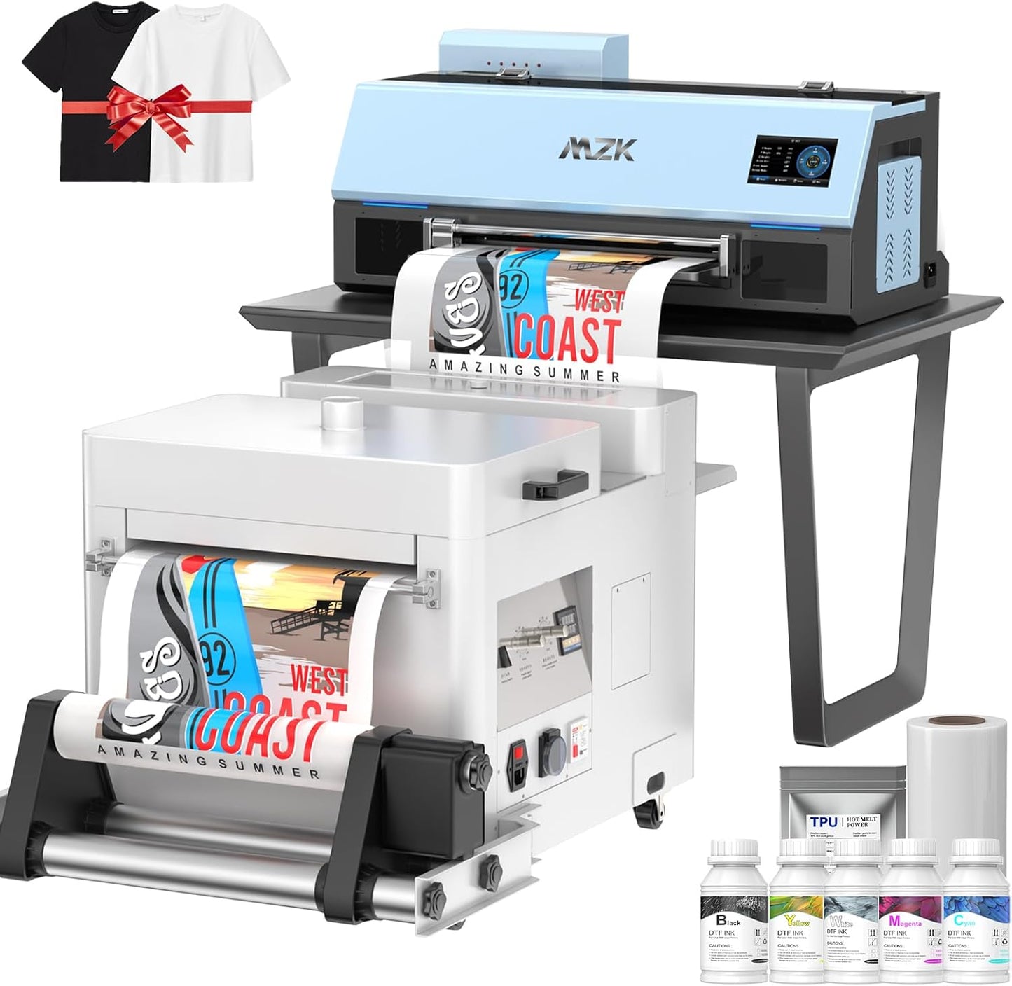 MZK A3 Plus DTF Printer XP600 Doubled-Speed,13+" DTF Film,Built-in Holiday Automatic Timed Cleaning Printhead,LED Multi-Function Fouch Screen,Film Cutter,White Ink Circulation,Gift Ink 2 Year