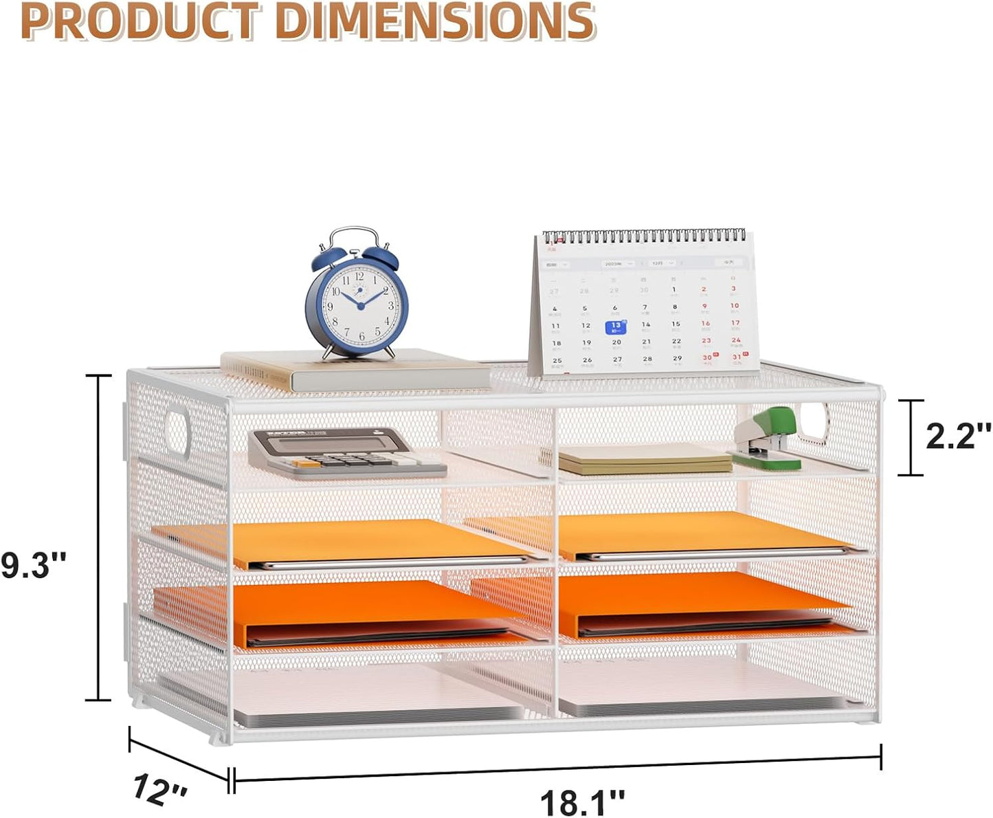 Marbrasse 5 Tier Desktop Literature Organizer, Mesh Paper Organizer Desk Organizers, File Sorter Mail Center Paper Storage Cabinet Classroom Keepers Mailbox for Office Home School,White