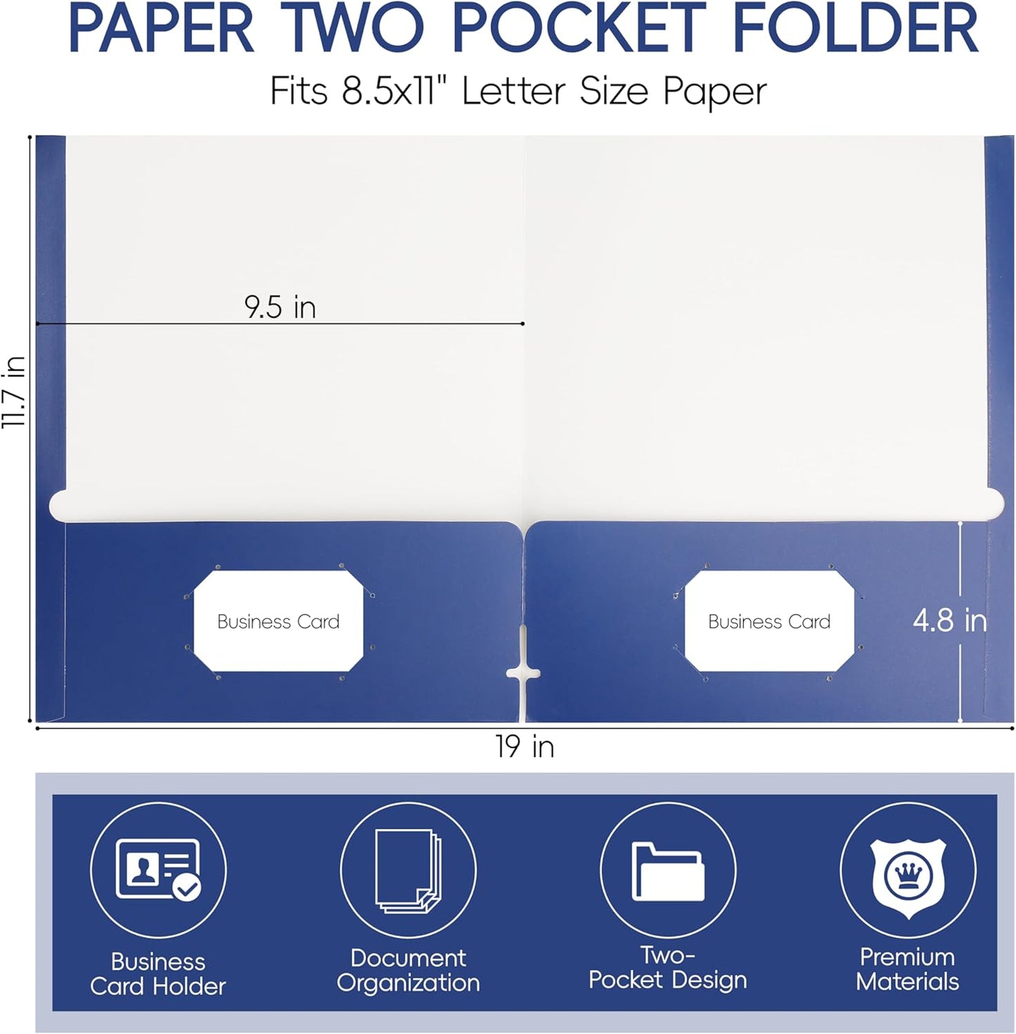 50 Pack Folders with Pockets, Pocket Folders Fit Letter Size Paper, with Business Card Slot, 2-Pocket Folder for School Office Home Business