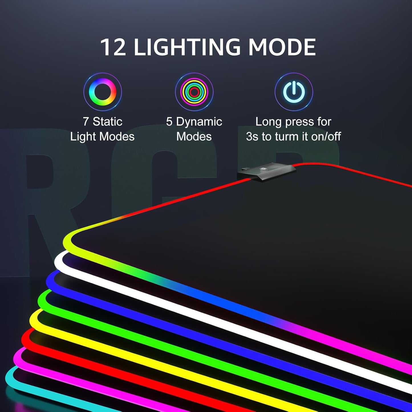 KTRIO RGB Large Gaming Mouse Pad with Stitched Edges, LED Extended Mousepad with Superior Micro-Weave Cloth, Non-Slip Base, Water Resist Keyboard Pad, Desk Pad for Gamer, Office & Home, 35.4 x 15.7 in