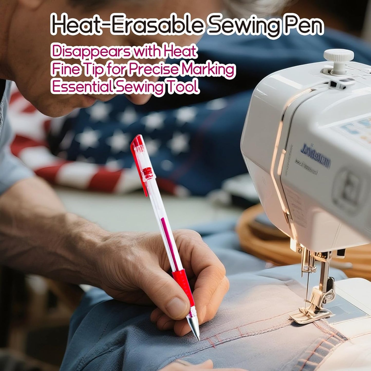 Heat Erasable Sewing pen | 4 Pens + 60 Multi-Color Refills | Disappearing Ink for Quilting, Embroidery, Precise Marking | Sewing & Quilting Accessories Gift Set