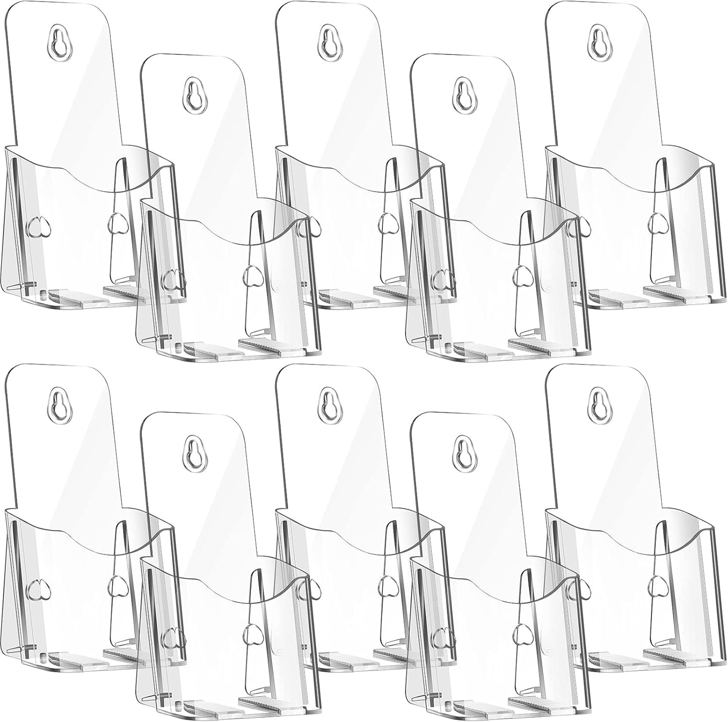 10 Pieces Acrylic Brochure Holder Stand Pamphlet Holder 4 x 7.9 Inches Clear Literature Display Rack Plastic Flyer Display Stand for Vendors, Brochure, Trifold, Magazine, Pamphlet, Booklets, Menu