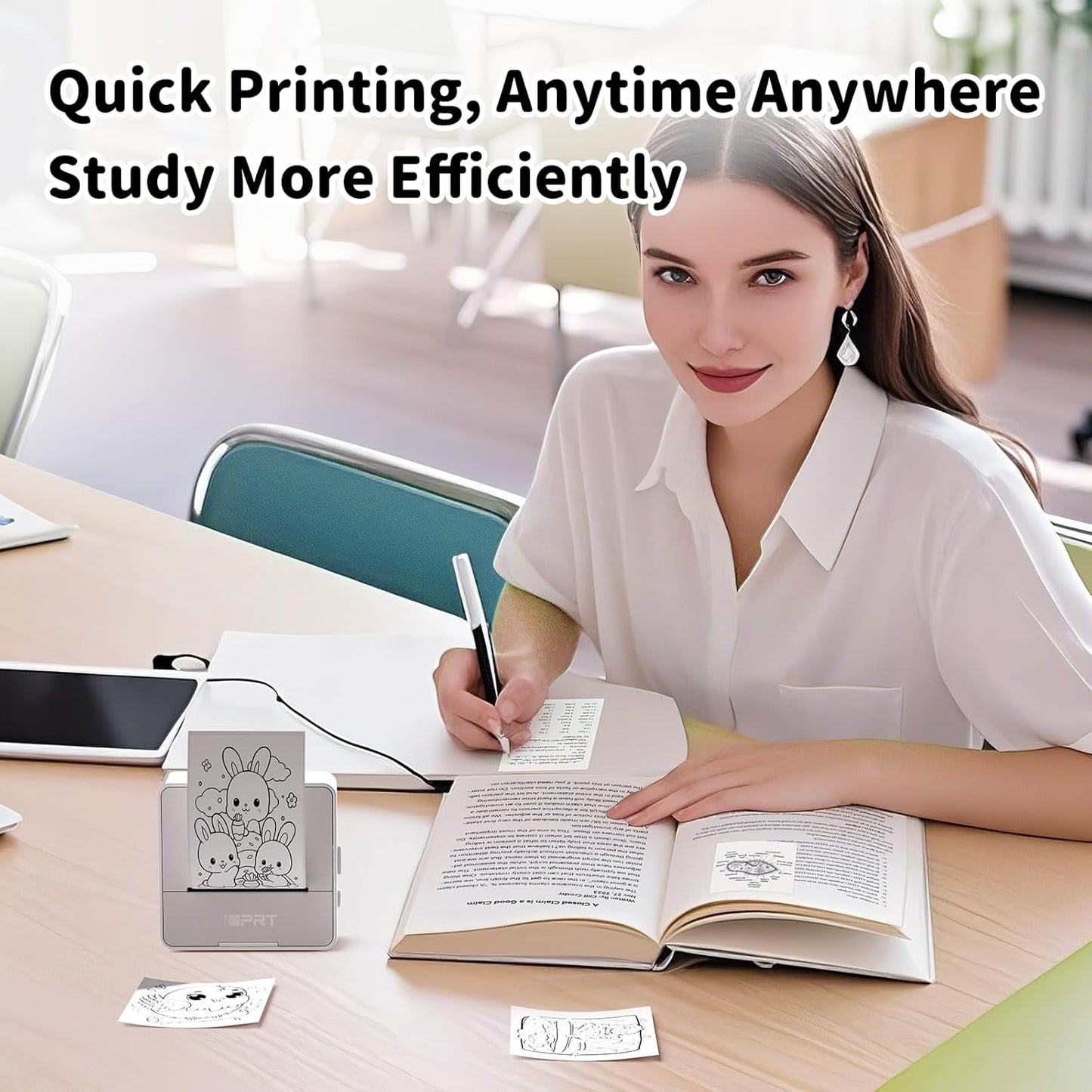 iDPRT Sticker Printer - Mini Portable Printer Bluetooth Thermal Label Printer with 1 Roll Sticker Paper, Inkless Sticker Maker Machine Pocket Instant Print for Study Notes, Pictures, DIY, Label