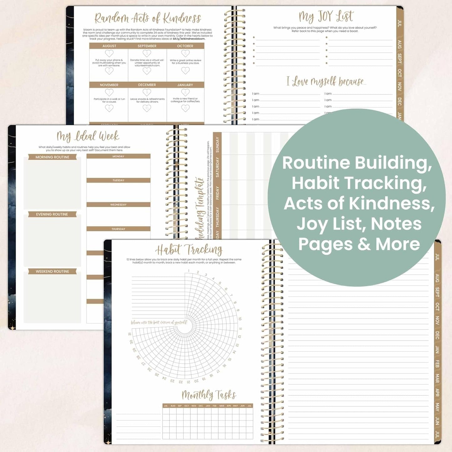 bloom daily planners 2025-2026 (8.5" x 11") Academic Year Day Planner (July 2025 - July 2026) - Weekly & Monthly Dated Agenda Organizer with Stickers & Tabs - Midnight Sky