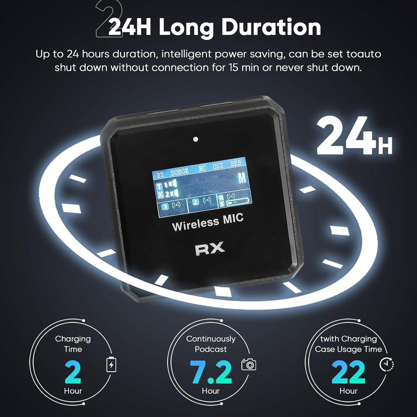 Wireless Microphone, 100m (328 ft.) Range Bluetooth Microphone, 24-Hour Battery, Noise Cancellation, Wireless Microphone for PC, iPhone, Andriod,lav mic，MIC Wireless