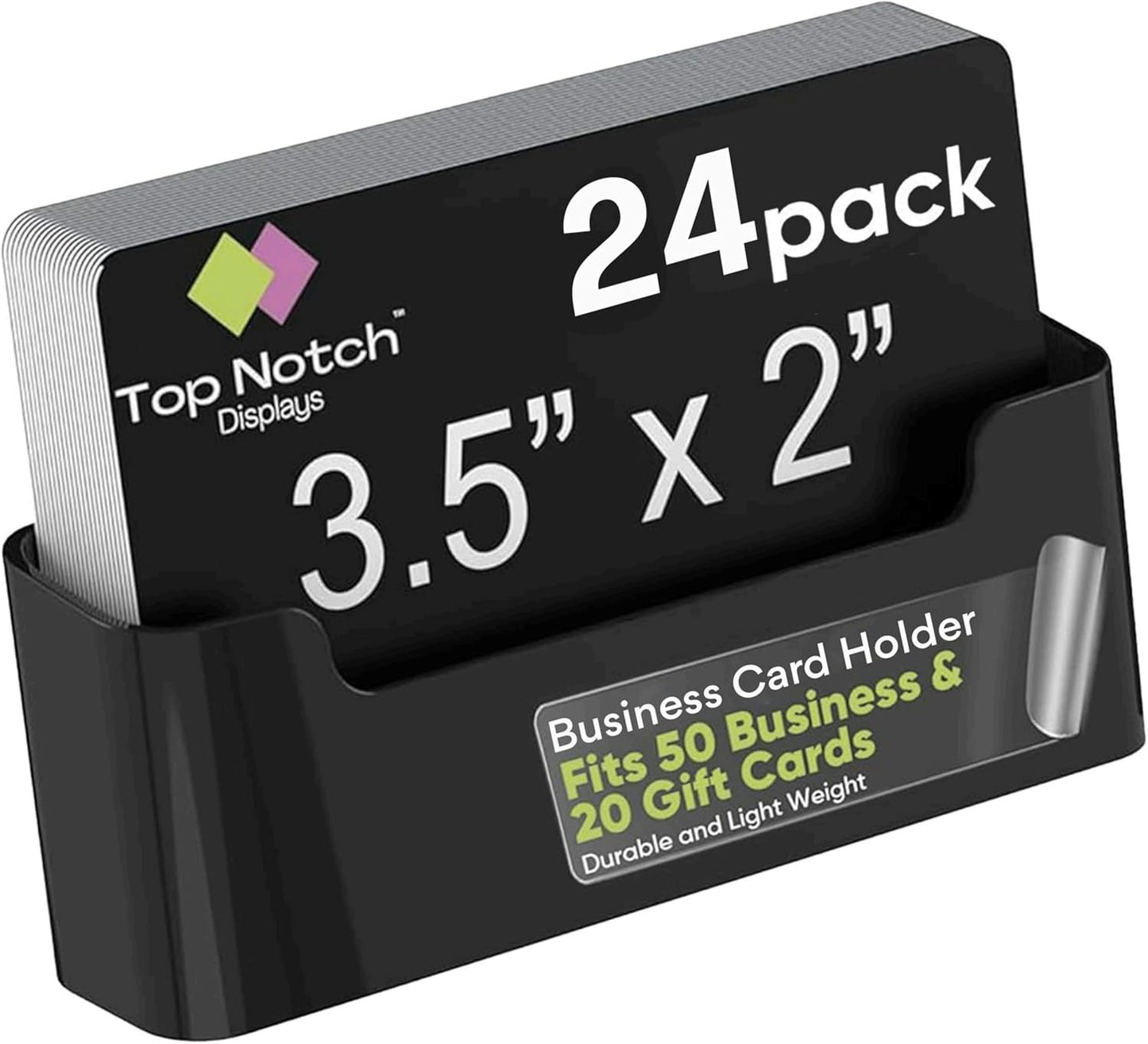 Acrylic Business Card Holder for Desk - Gift & Business Card Display Stand, Sleek & Durable Card Holder Display for Office, Home & Retail Use, Fits 50 Business Card, 24 Pack - Black