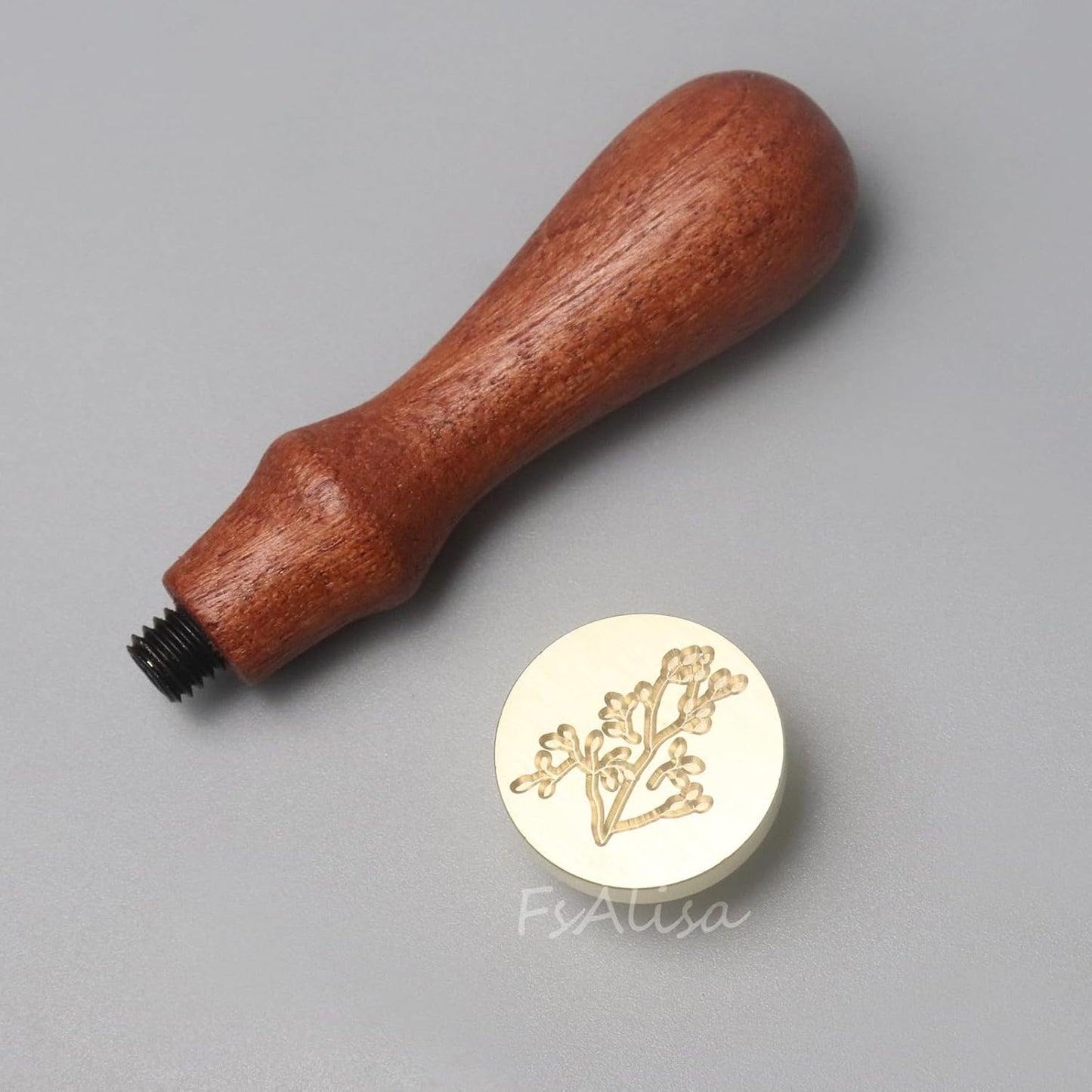 fsalisa Wax Seal Stamp Set 6 Pcs Flower Leaf Sealing Wax Stamps Copper Seals + Wooden Hilt, Seal Wax Stamp Kit with Gift Box for Invitations Cards Letters Envelopes Wine Packages (Botanical Set#-2)