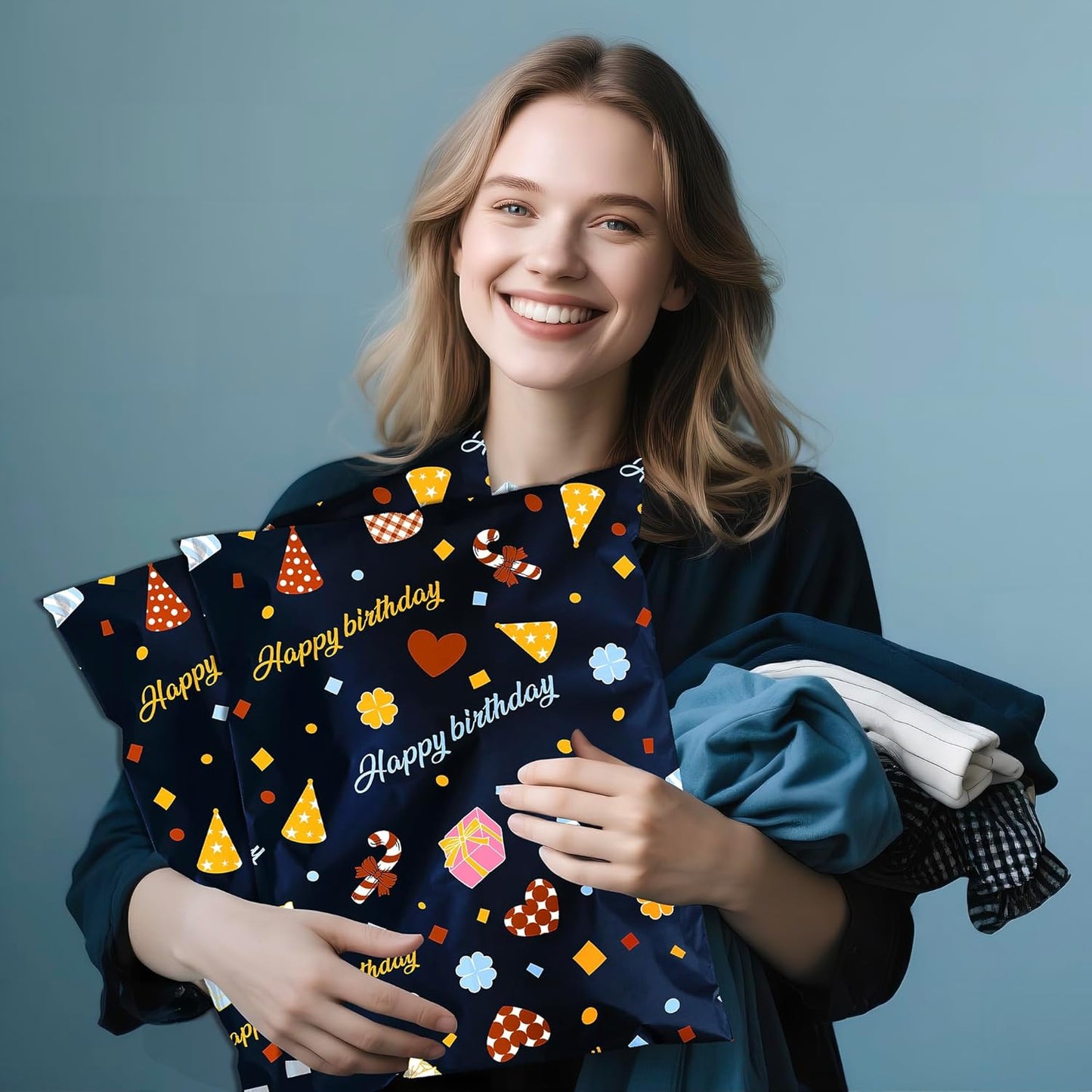 Happy Birthday Poly Mailer 10x13 Inch 25 Pcs, Waterproof Shipping Bags for Clothing, Tear-Resistant Mailier Bags, Strong Mailing Bags with Self-Seal