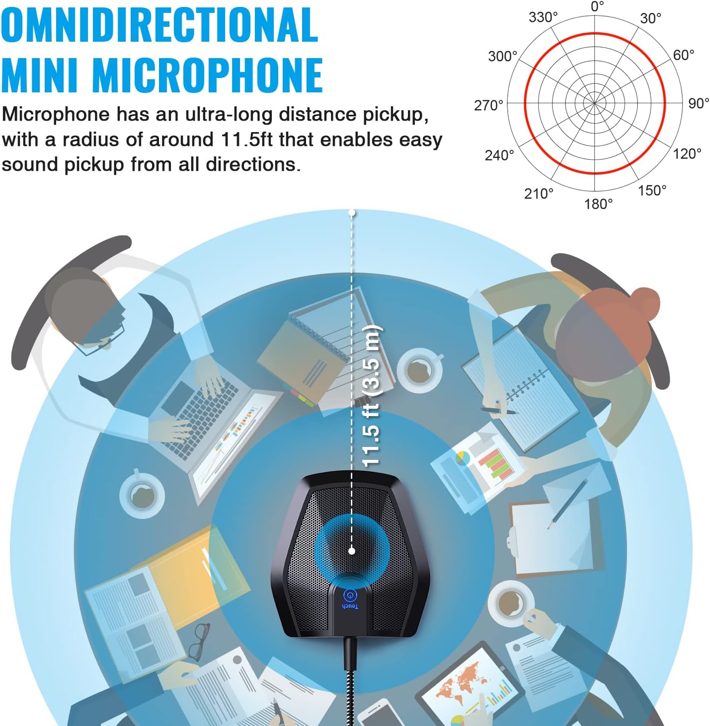 TONOR Conference USB Microphone, Omnidirectional Condenser PC Mic for Video Conference, Recording, Skype, Online Class, Court Reporter, Plug & Play Compatible with Mac OS X Windows PC Compute, G11