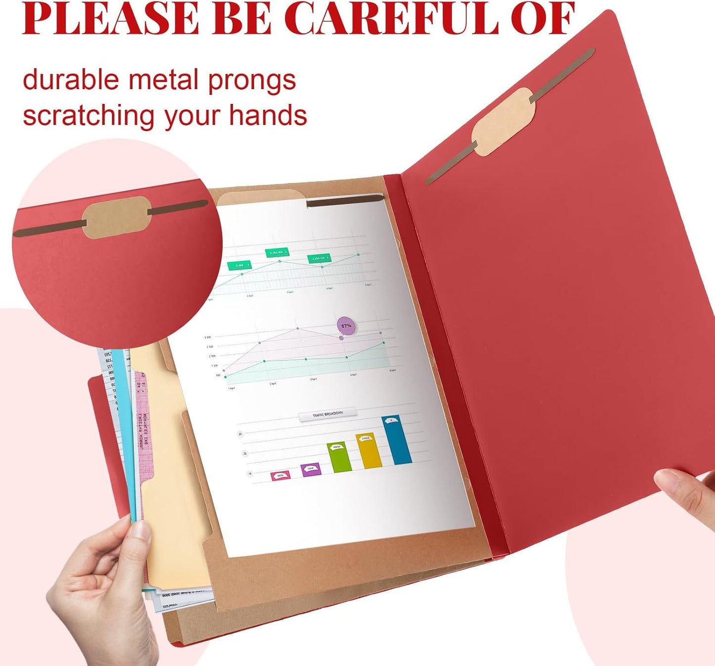 12 Pcs Classification Folders Letter Size, 2 Pocket Dividers Pressboard File Folder with Fasteners, Expanding File Organizer Bulk for Teachers, Clergy, Office, Church, Christmas (Red)