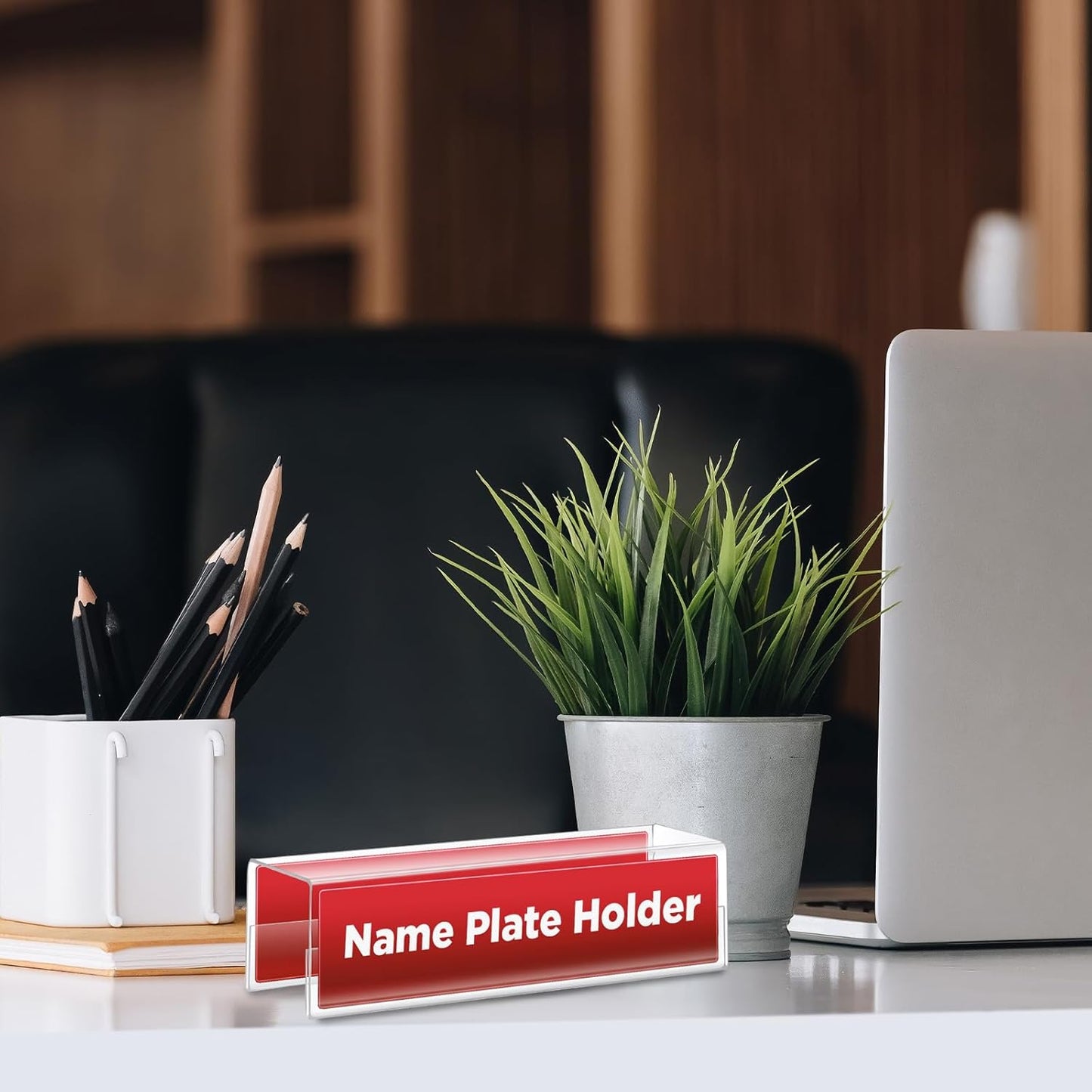10 Pcs 2.25 Inch Cubicle Name Plate Holders Bulk Clear Double Sided Name Sign Tags for Home Library Doors Office Classroom 8.5 x 2.5 x 2.4 Inch