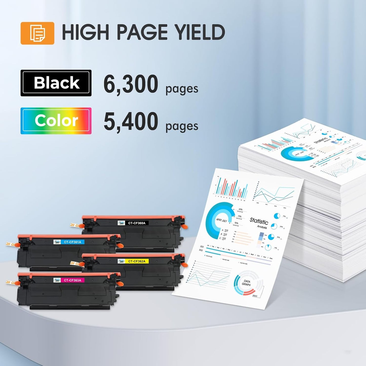 508A M553 Toner Cartridge Set 4-Pack Compatible Replacement for HP 508A 508X Toner for Enterprise M553 M552 553 MFP M577 CF360X CF361X CF362X CF363X (New Version, Black Cyan Magenta Yellow)