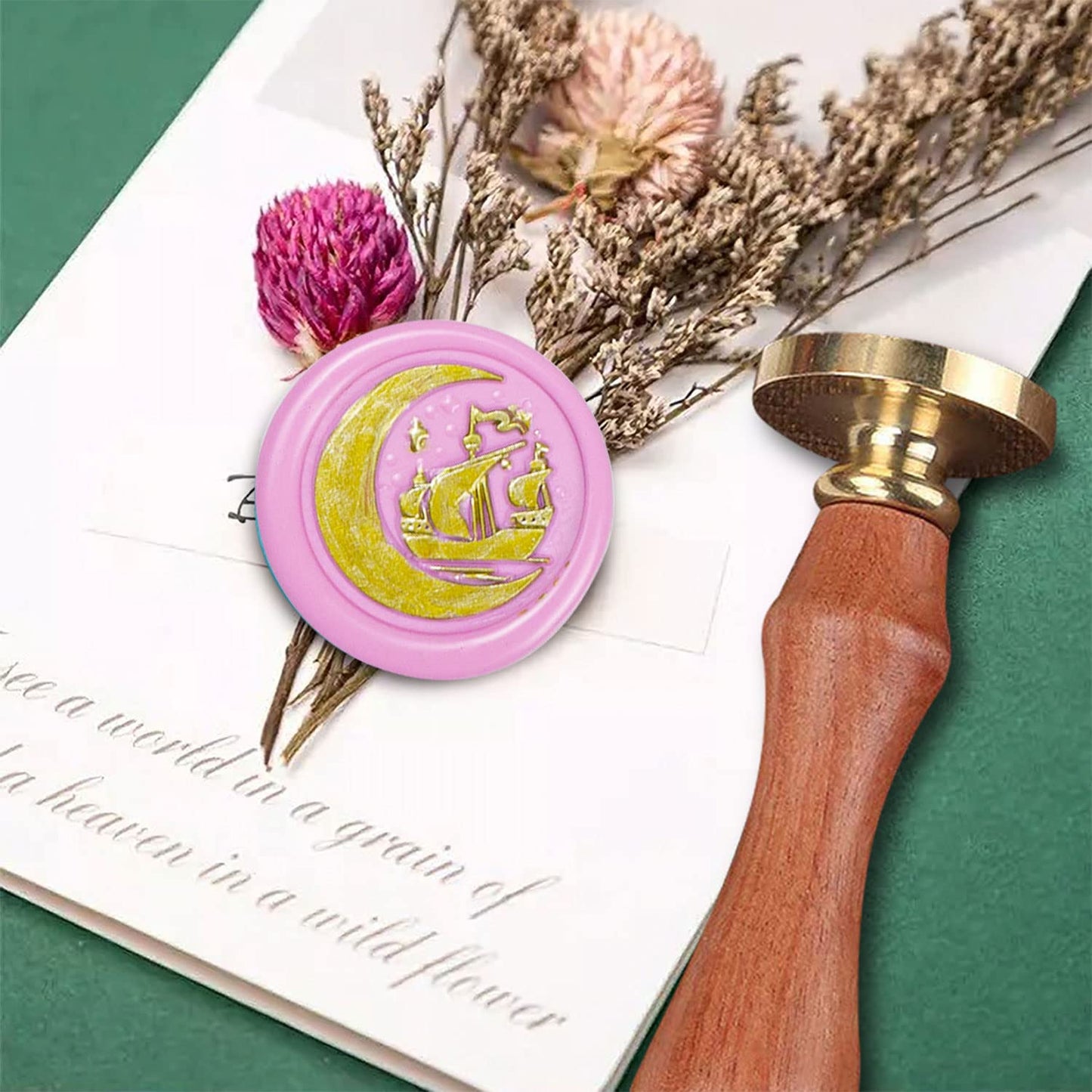 Animal Wax Seal Stamp with Removable Brass Head Wooden Handle for Envelope Sealing