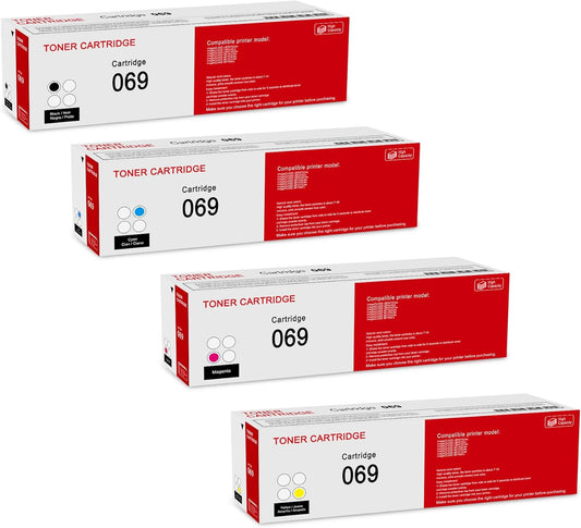 4 Pack 069 BK/C/M/Y Toner Cartridge Compatible 5094C001 5093C001 5091C001 5092C001 Toner Cartridge Replacement for Canon imageCLASS LBP673Cdw LBP674Cx LBP674Cdw MF752Cdw MF753Cdw Printer