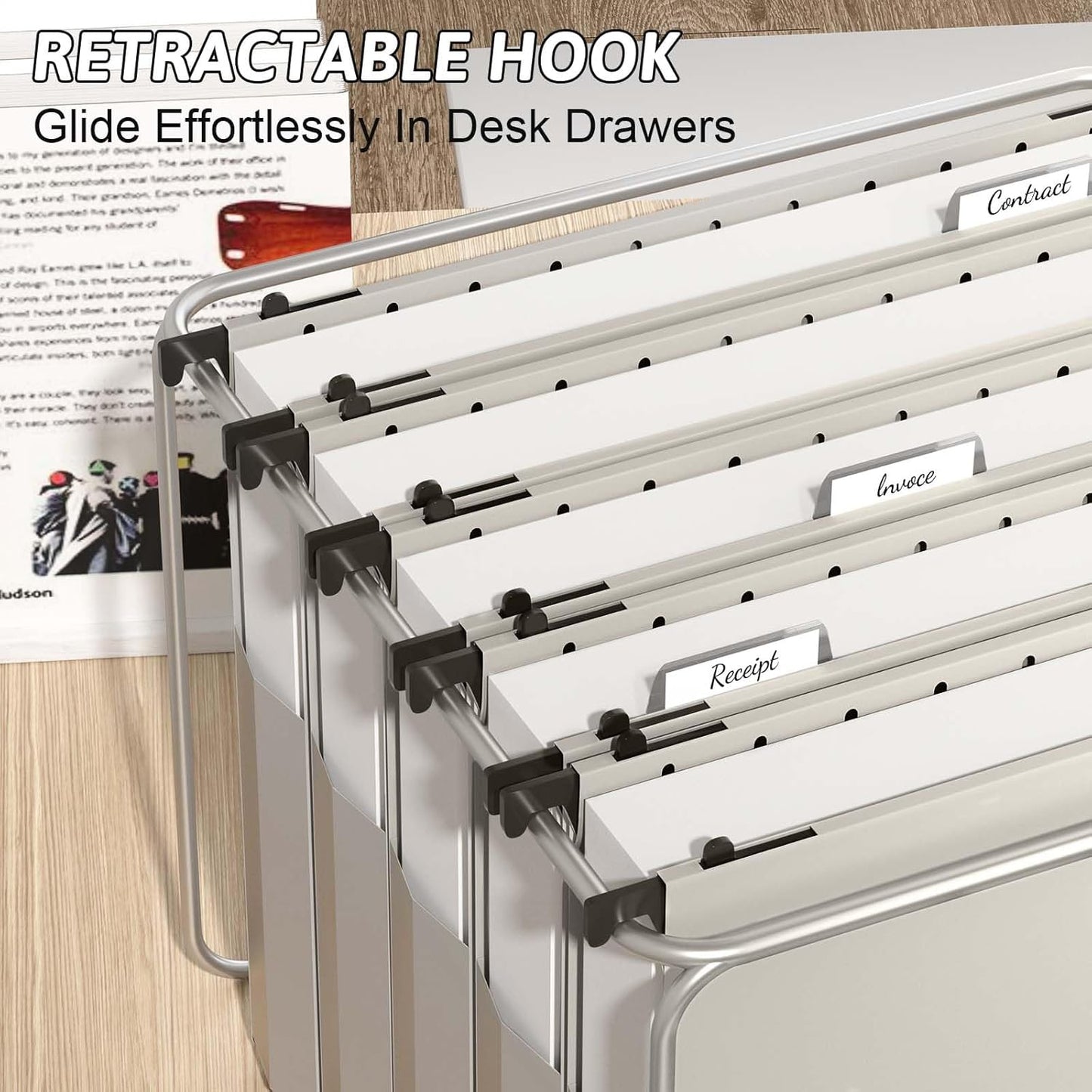 Plastic Extra Capacity Hanging File Folder Letter Size,12 Pack Reinforced Expandable Hanging Folders,Heavy Duty 2 Inch Expansion,Adjustable Tabs,Hanging Organizer Designed for Bulky Files(Gray)