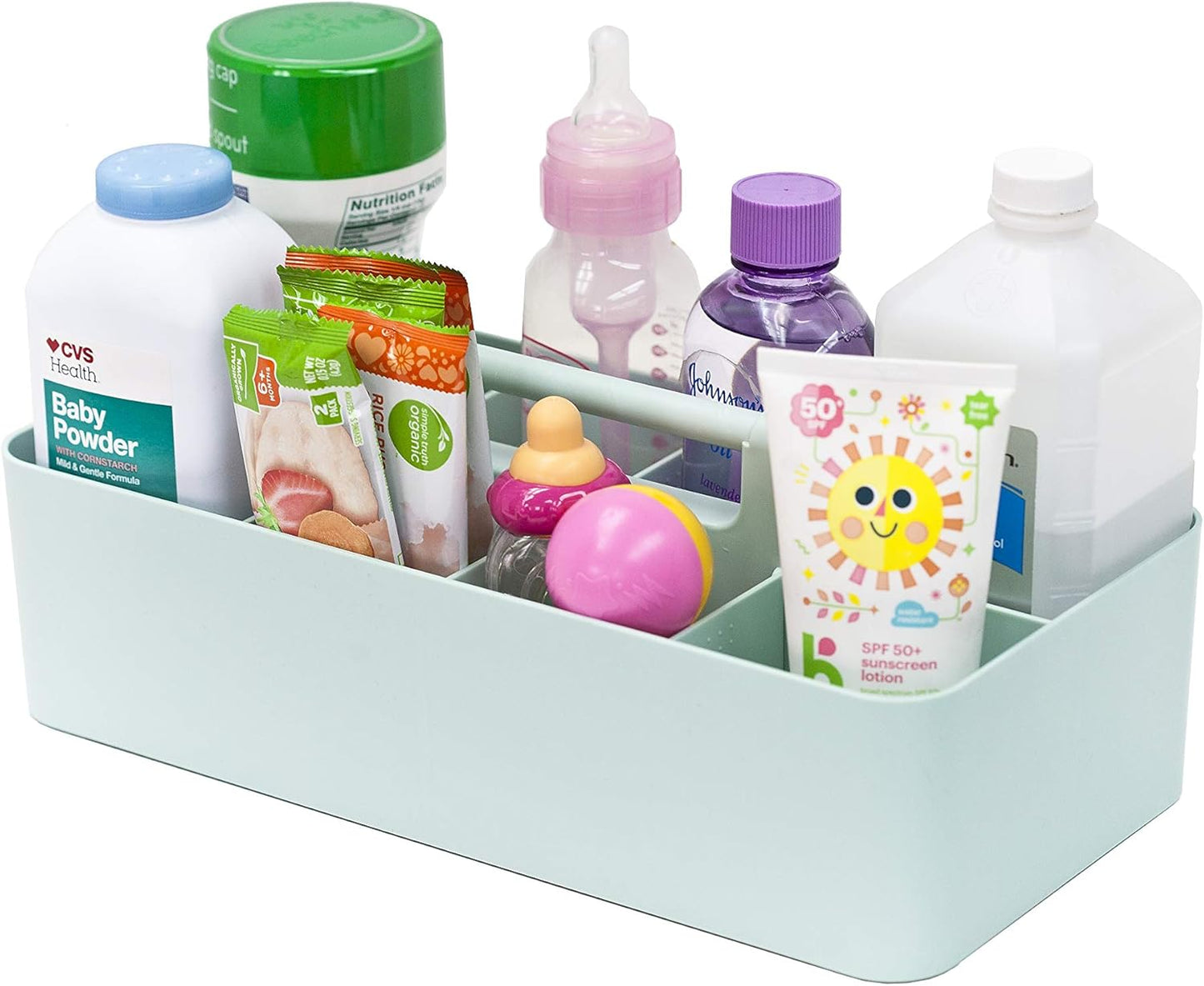 -Large Portable Caddy, DIY Dividers, 8 Compartments, School Office Supplies Home Business Organizer,Portable Basket with Handle Made in USA (3 PACK, Mint/Pink/Lavender)