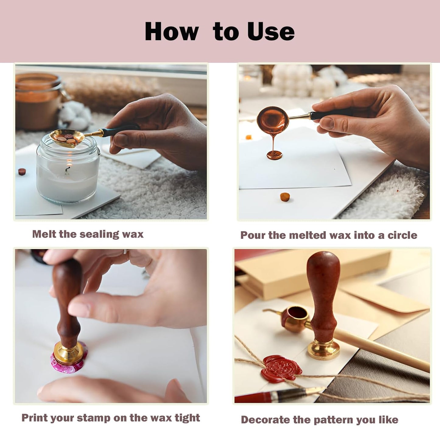 Wax Seal Stamp Kit- 9Pcs Vintage Brass Sealing Wax Stamps Head with Wooden Handle for Gift Wedding Invitations Cards Envelopes Seals(Heart,Bunny,Rose, Bowknot,Balloon,Sunflower,Angel,Snowflake,Window)