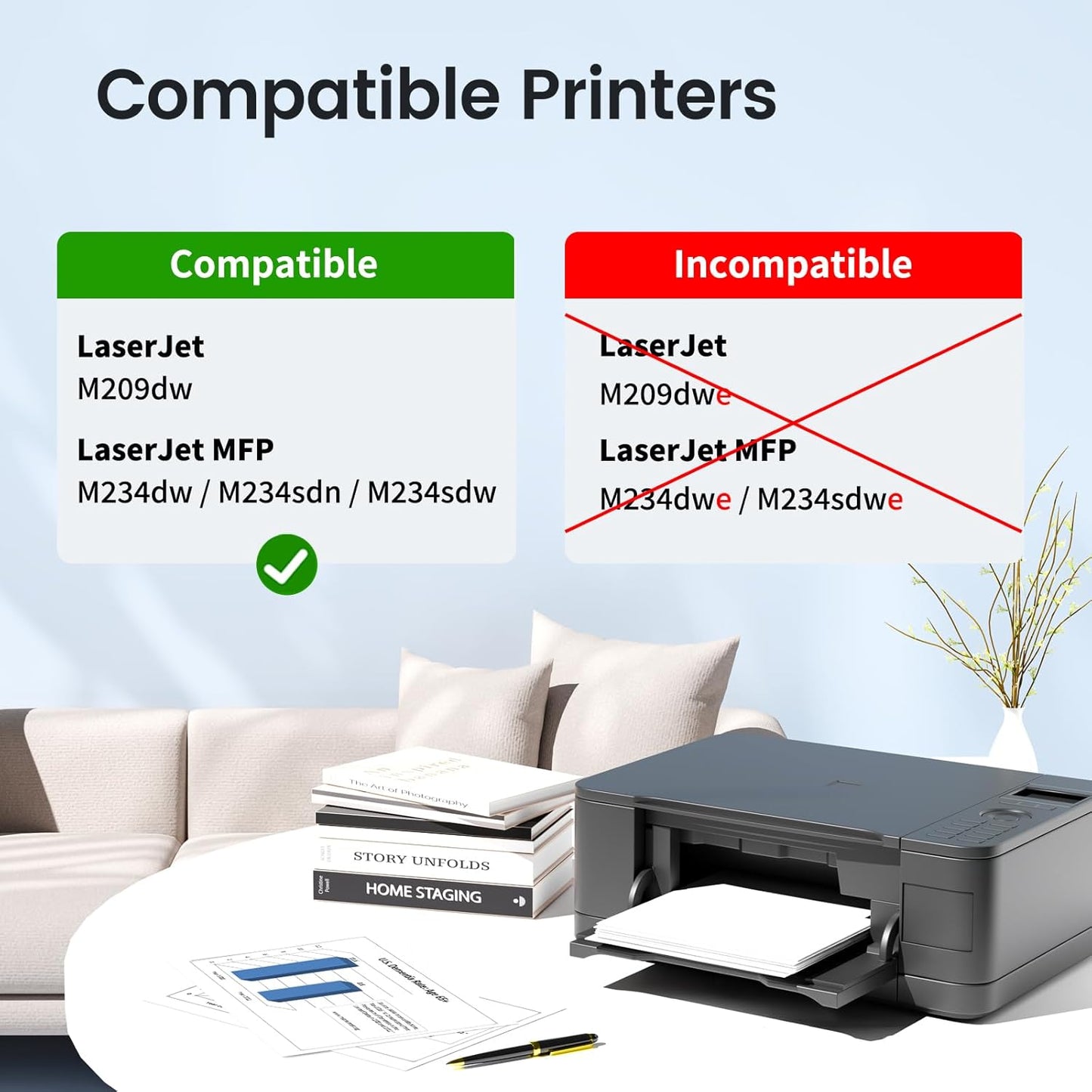 XJI 134X(with Chip) High Yield Compatible Toner Cartridges Replacement for HP 134 X A W1340X 134A W1340A Ink, for Laser Jet M209dw MFP M234dw M234sdn M234sdw Printer Black