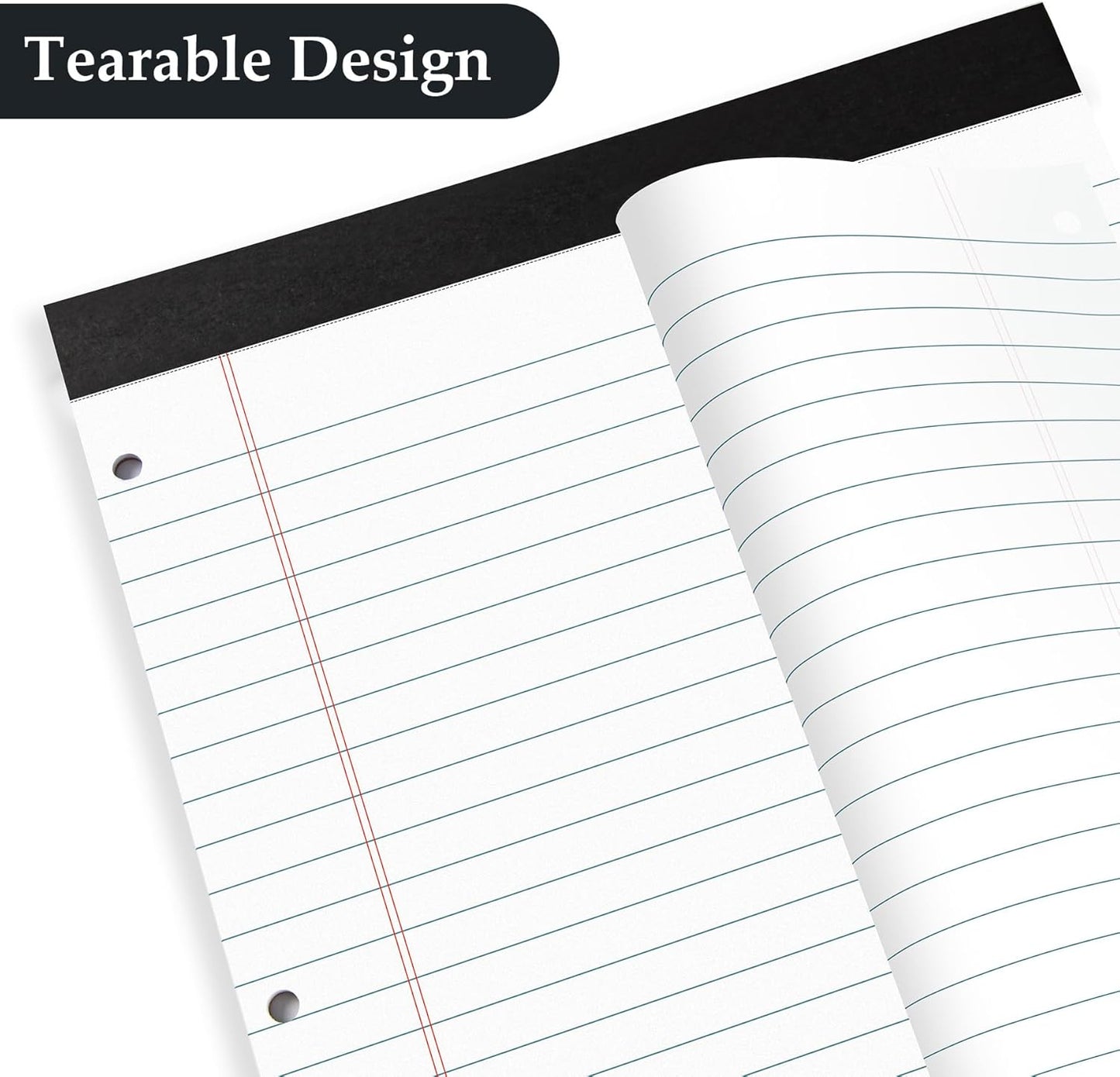 HAUTOCO 2 Pack 8.5 x 11 Legal Pads White Wide Ruled Notepads Perforated Writing Pads, 30 Sheets Per Notepad, 3-Hole Punched Paper, Writing Note Pads for School, Home, Office, Business