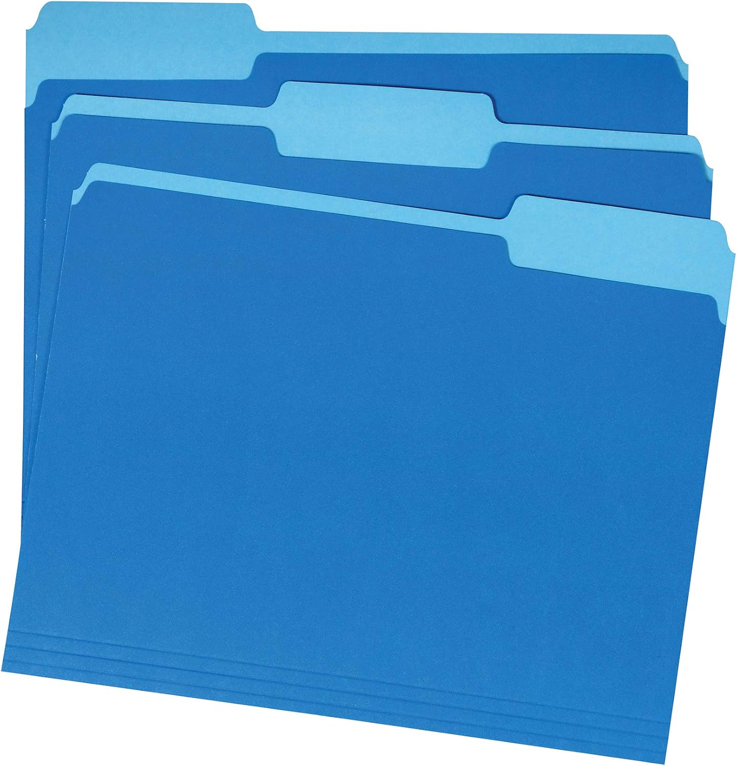 Amazon Basics File Folders, Letter Size, 1/3 Cut Tab, Sturdy with Tabs for Organizing and Filing, Blue, 36-Pack
