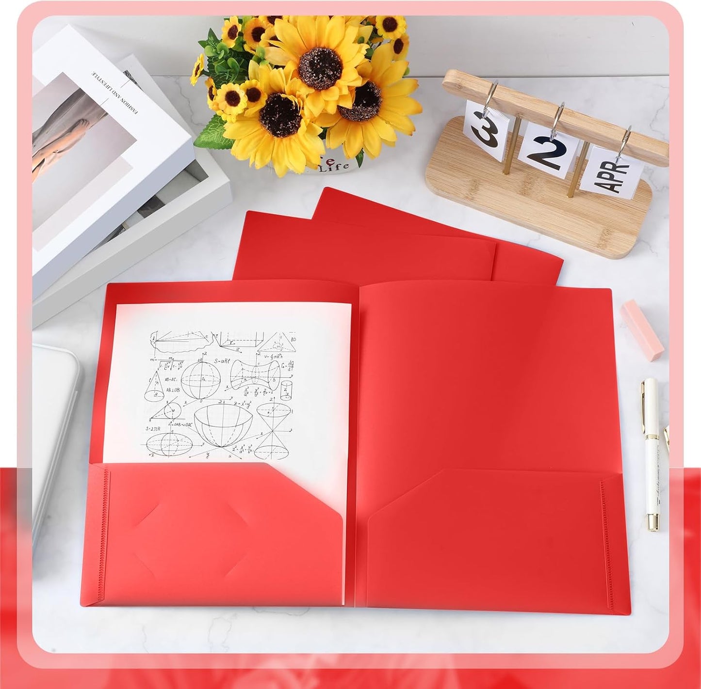 Gueevin 24 Pcs Plastic Folders with Pockets, Back to School Two Pocket Folder Fit Letter Size, Heavy Duty School Business Card Holder for Home Office, 11. 61 x 9. 45 Inches (Multicolored)