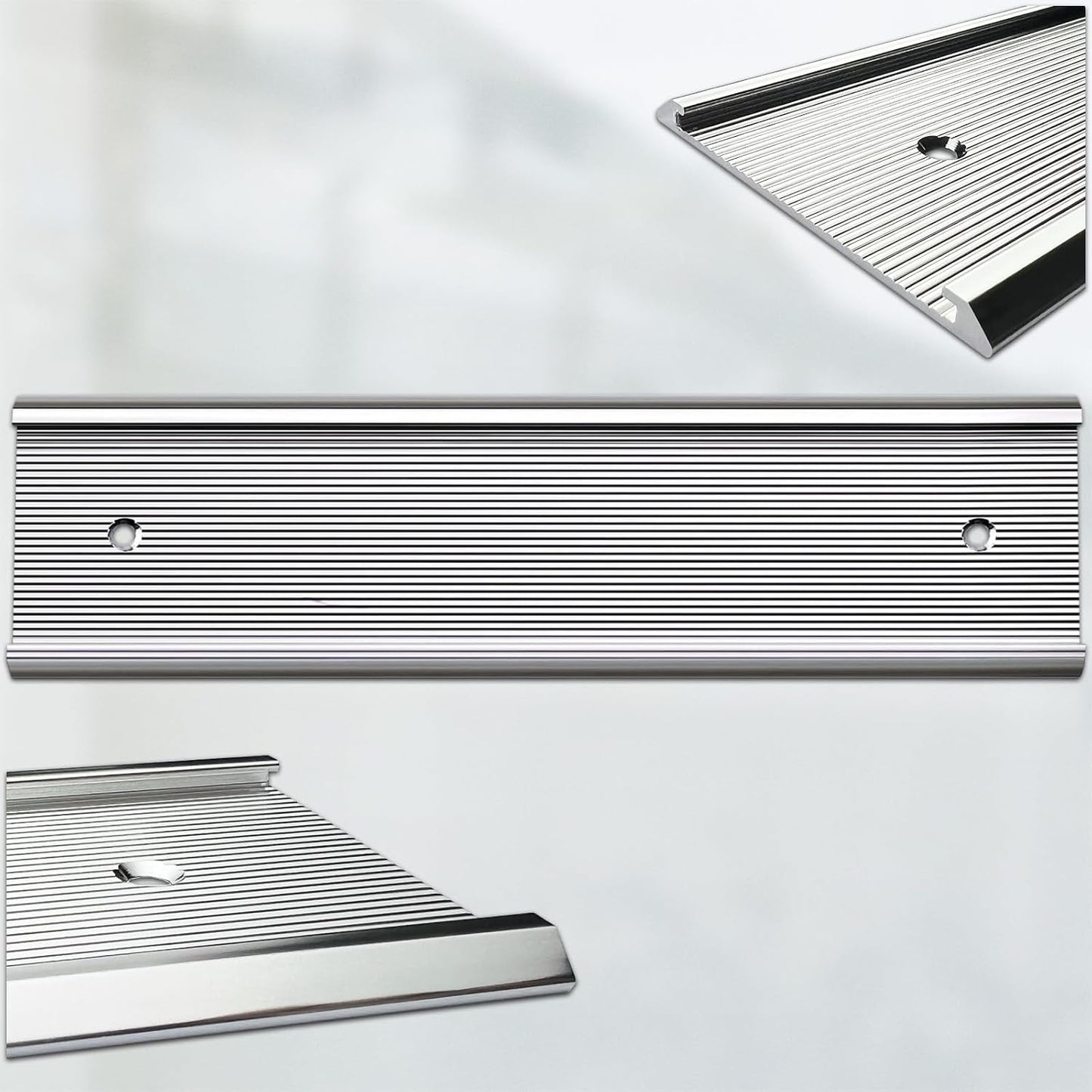 10 Pack Aluminum Name Plate Holders for Door or Wall, 2” x 8” Office Wall Mount Name Plate Holder with Textured Design and Double Sided Tape, for Office, Business, Meeting Room (Silver)