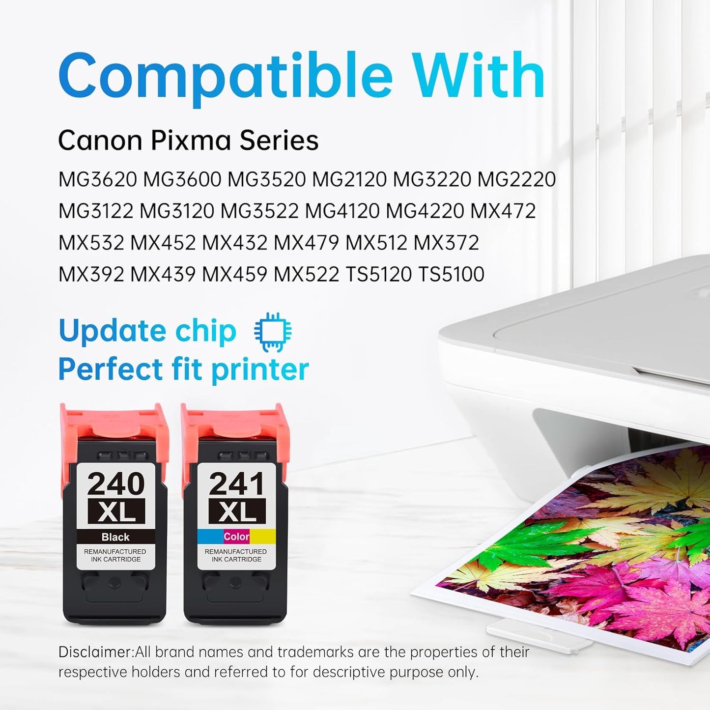 LEMERO 240XL 241XL Combo Pack Remanufactured Ink Cartridges Replacement for Canon Printer Ink 240 241 Combo Pack PG-240XL CL-241XL for PIXMA MG3620 MG3600 Printer for Canon Ink 240 241 (2 Pack)