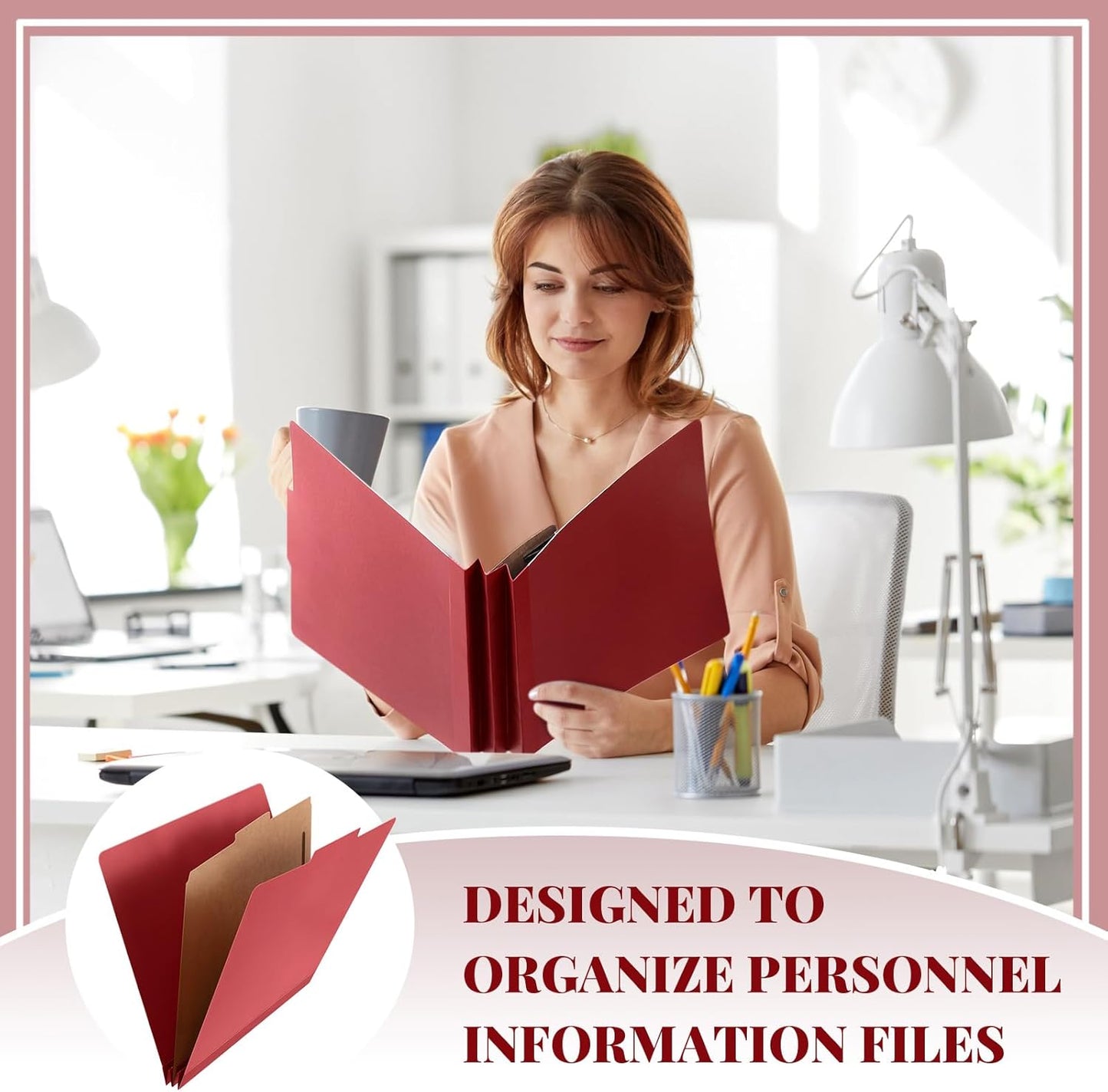 60 Pcs Classification Folders Letter Size, 1 Divider Pressboard File Folder with Fasteners, Expanding File Organizer Bulk for Teachers, Clergy, Office, Church, Christmas Donations (Red)