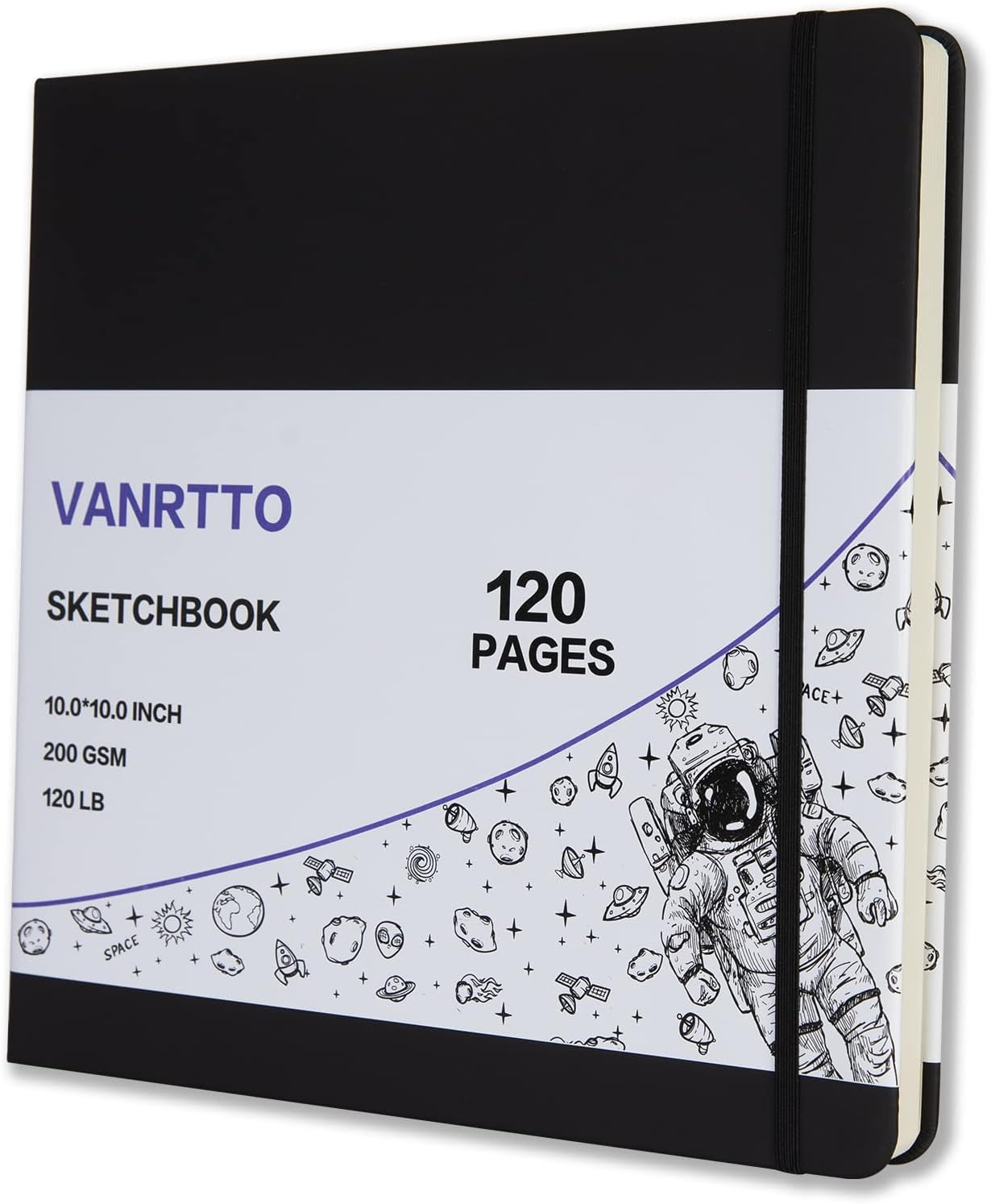 Hardcover Square Sketch Book, 120lb/200GSM Sketchbook Thick Drawing Paper for Marker Watercolor Pencil Mixed Media, Premium Drawing Notebook, Art Journal, 60 Sheets/120 Pages 10x10 Inch Sketch Pad