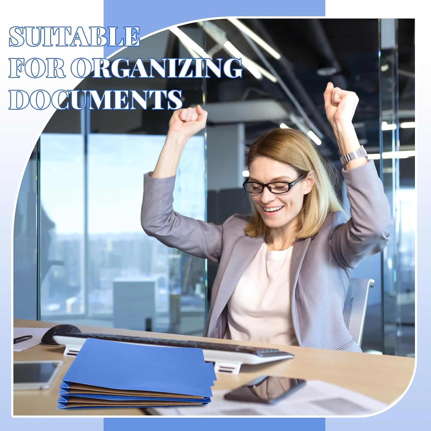 36 Pcs Classification Folders Letter Size, 2 Pocket Dividers Pressboard File Folder with Fasteners, Expanding File Organizer Bulk for Teachers, Clergy, Office, Church, Christmas (Dark Blue)