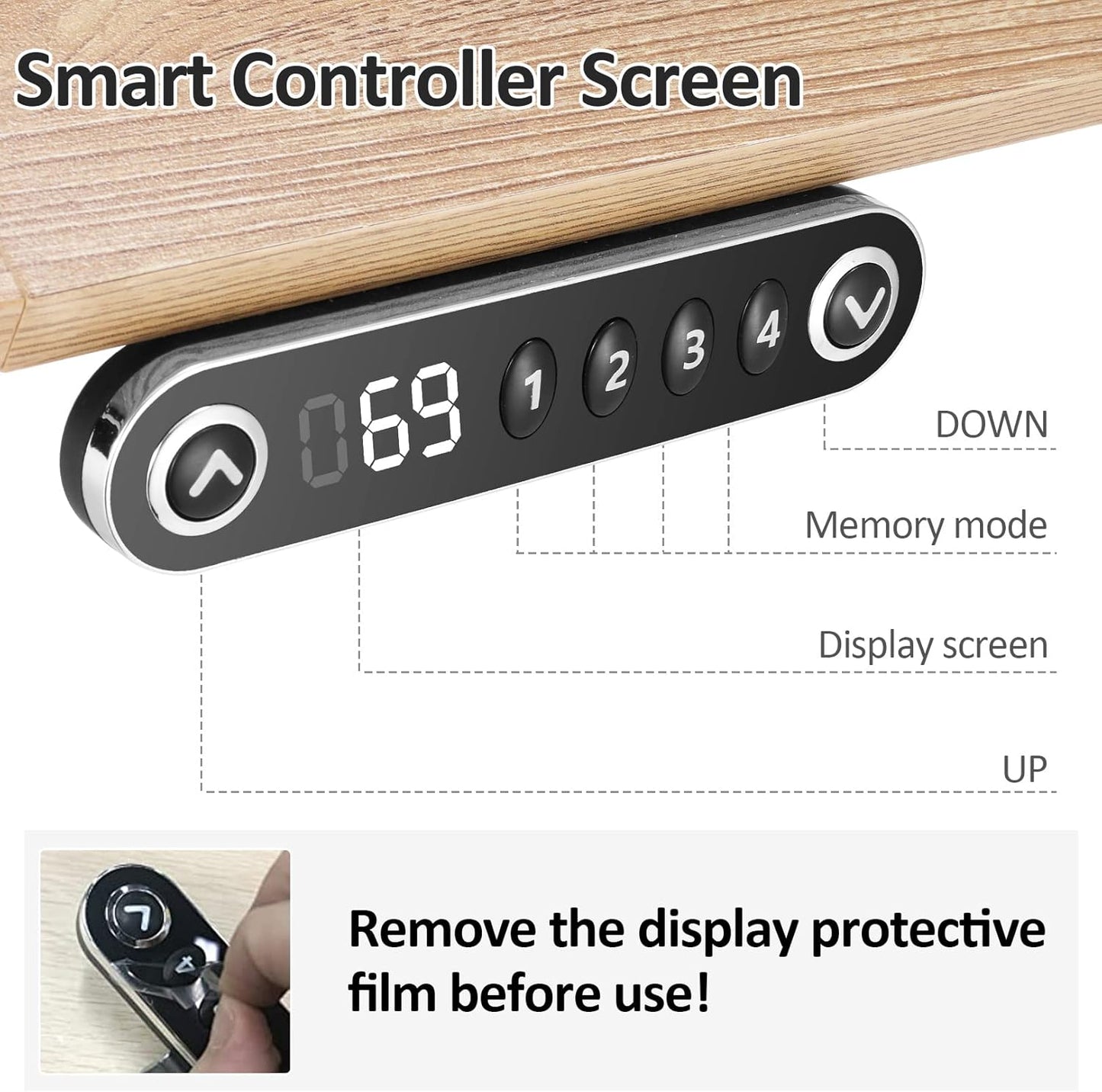 Electric Standing Desk 55 x 24 Inches Adjustable Height Ergonomic Sit Stand Up Desk Curved for Home Office Computer Workstation with 2 USB Ports 3 Power Outlets Memory Preset Wheels, Oak