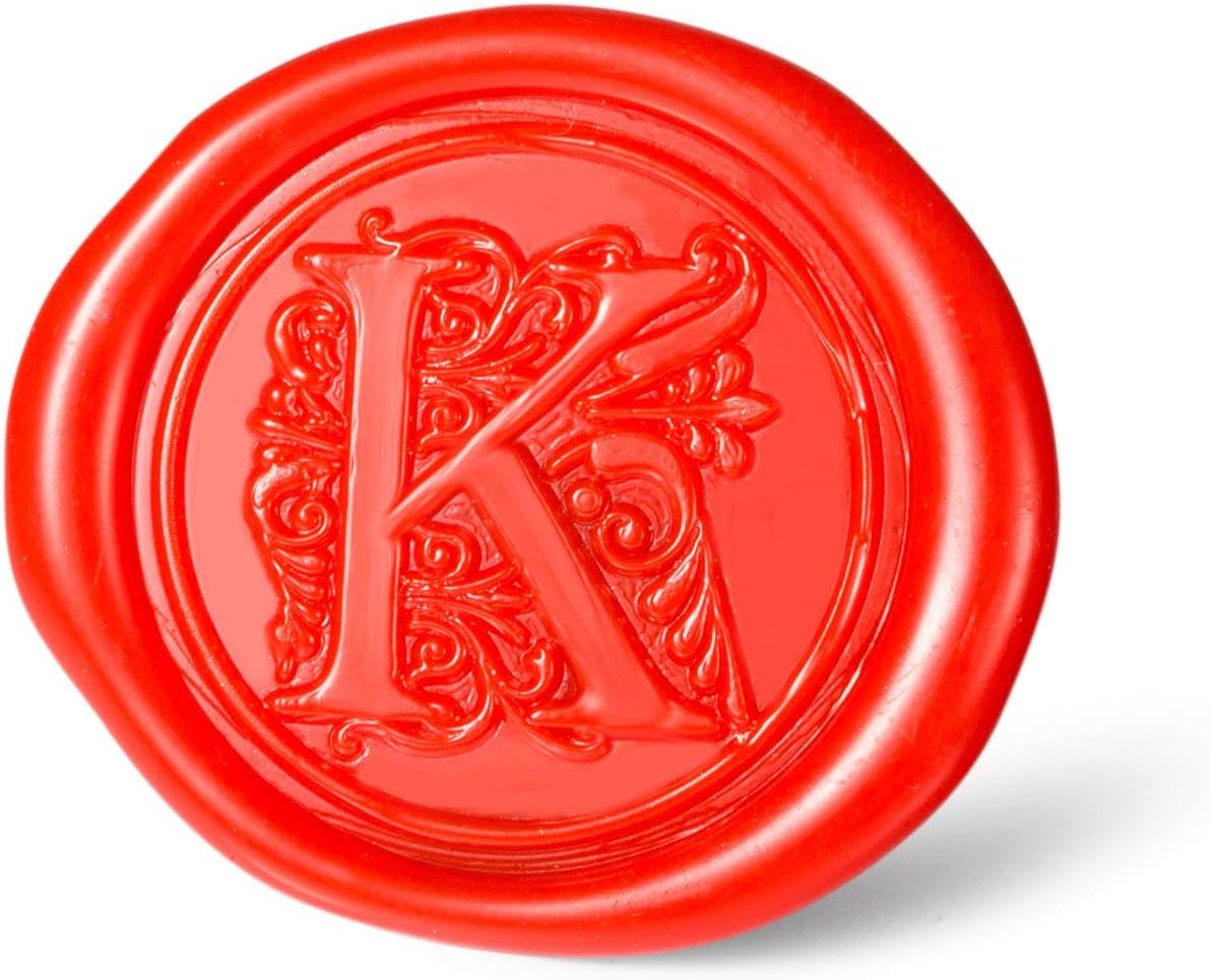 Mceal Wax Seal Stamp, Large Seal 1 1/5"(30mm) Dia, Silver Brass Head with Wooden Handle, Regal Letter A to Z Series (Letter K)