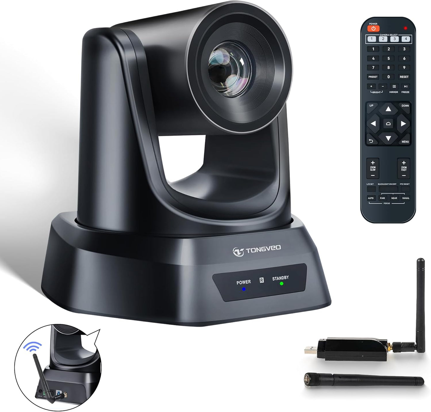 Wireless Conference Room Webcam, Church Live Streaming 10X USB 1080P 60fps PTZ Camera for Worship Services Online Conference, Works with Zoom, Skype OBS